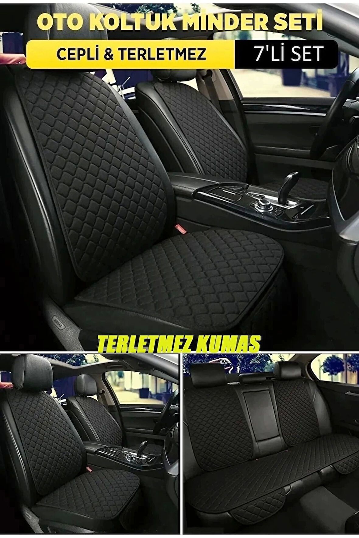 Dacia Sandero Terletmez Kumaş MinTerletmez Kumaş 7 Parça Full Takım siyah-siyah