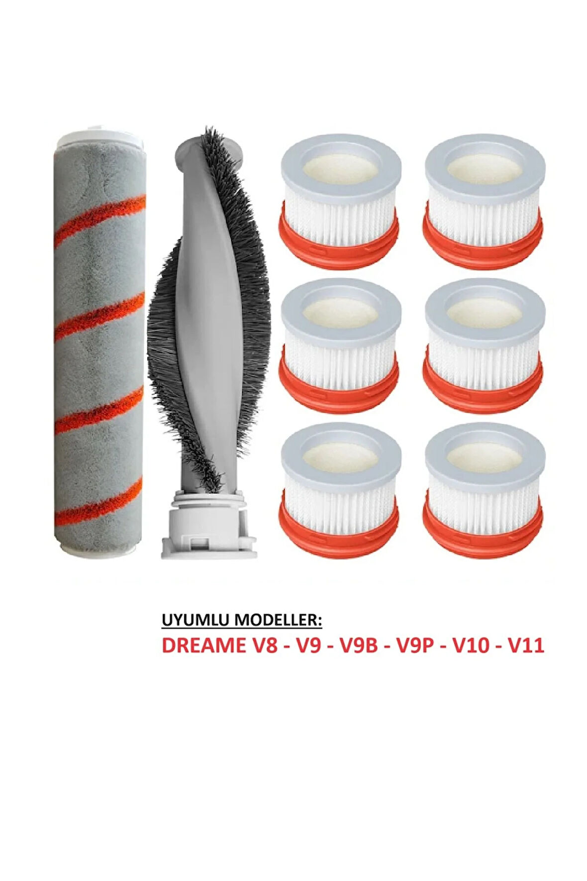 Dreame V8 V9 V9B V9P XR V10 V11 Uyumlu rulo fırça HEPA filtre Seti