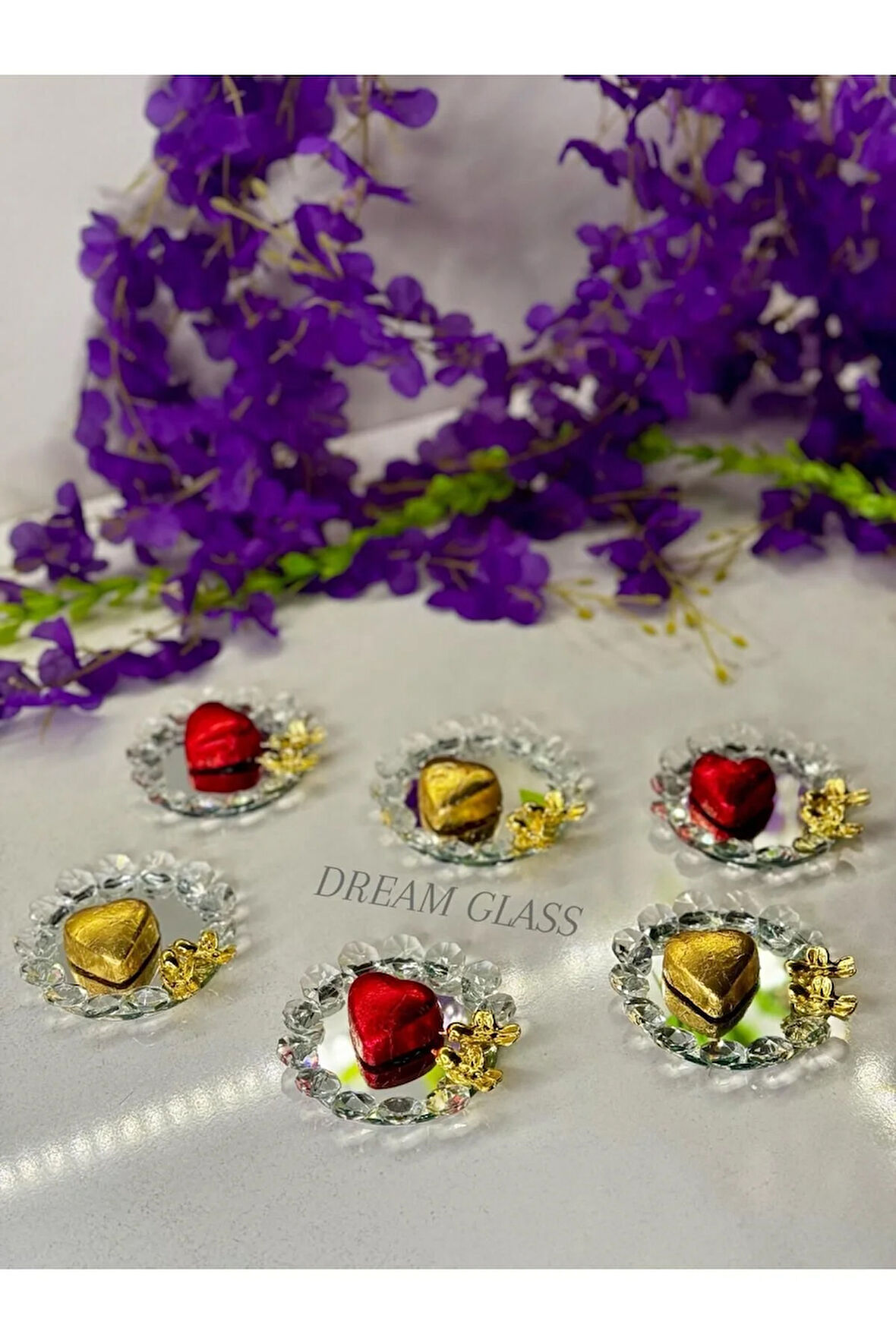 Dream Glass 6 Kişilik Kuş Detaylı Aynalı Lokumluk