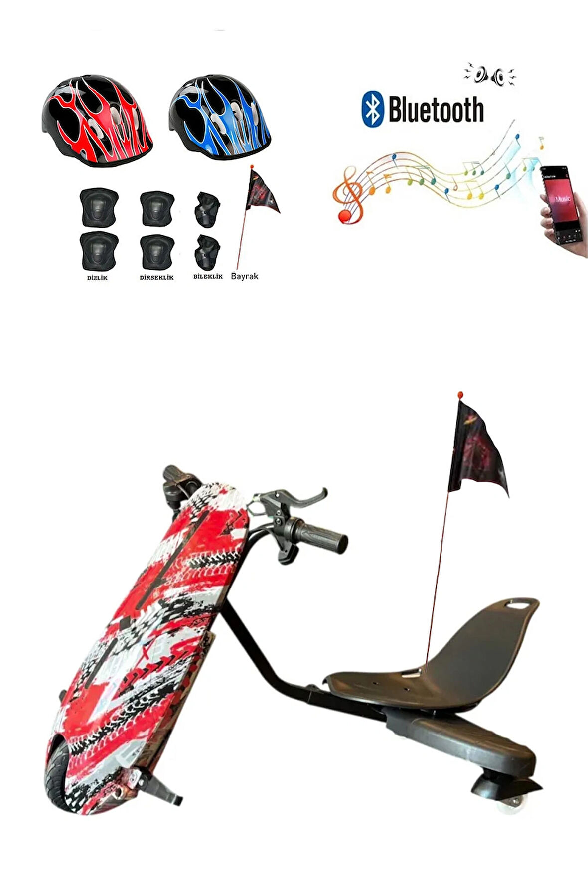 Citymate Drift Car Elektrikli Kaykay Bluetooth Dirift Kar Hoverboard Scooter Koruma Ekipmanı Hediye D17