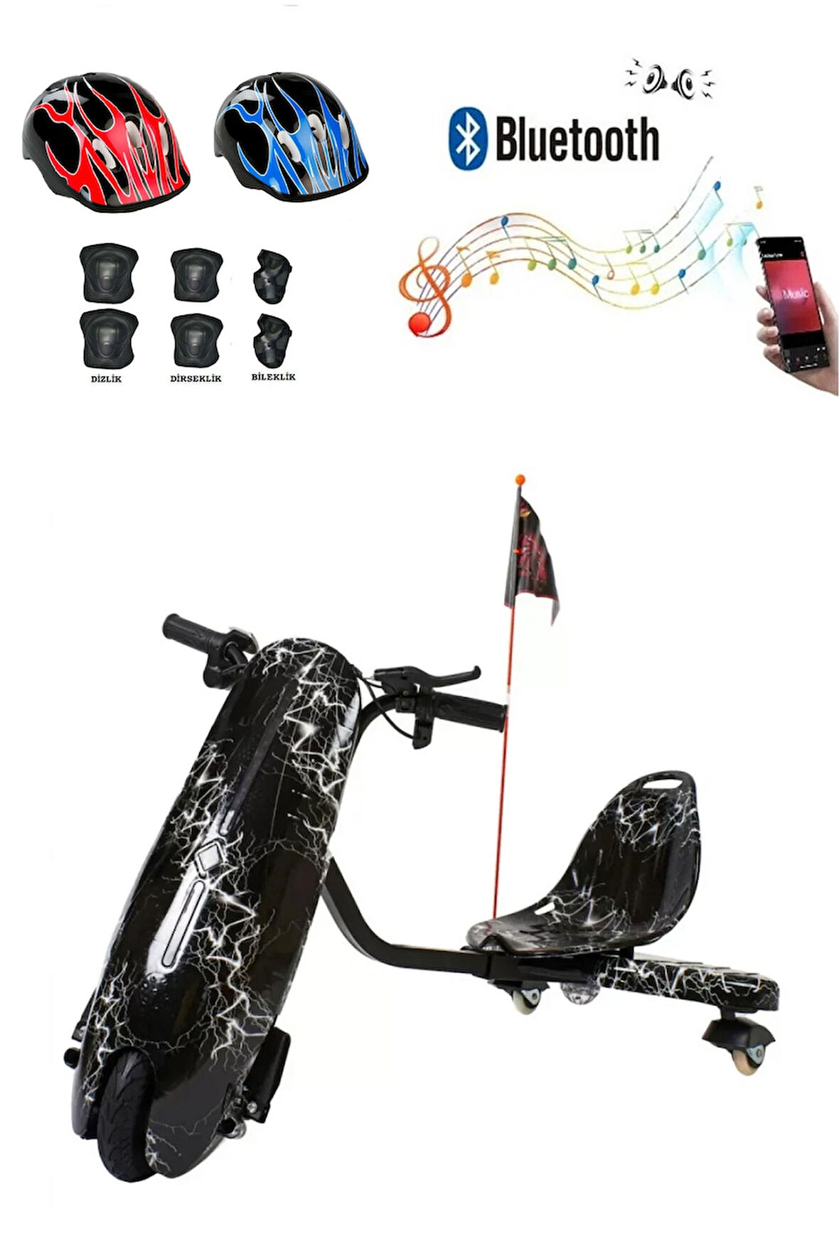 Citymate Drift Car Elektrikli Kaykay Drift Scooter DriftKart Bluetooth Grafiti Desenli Kasa