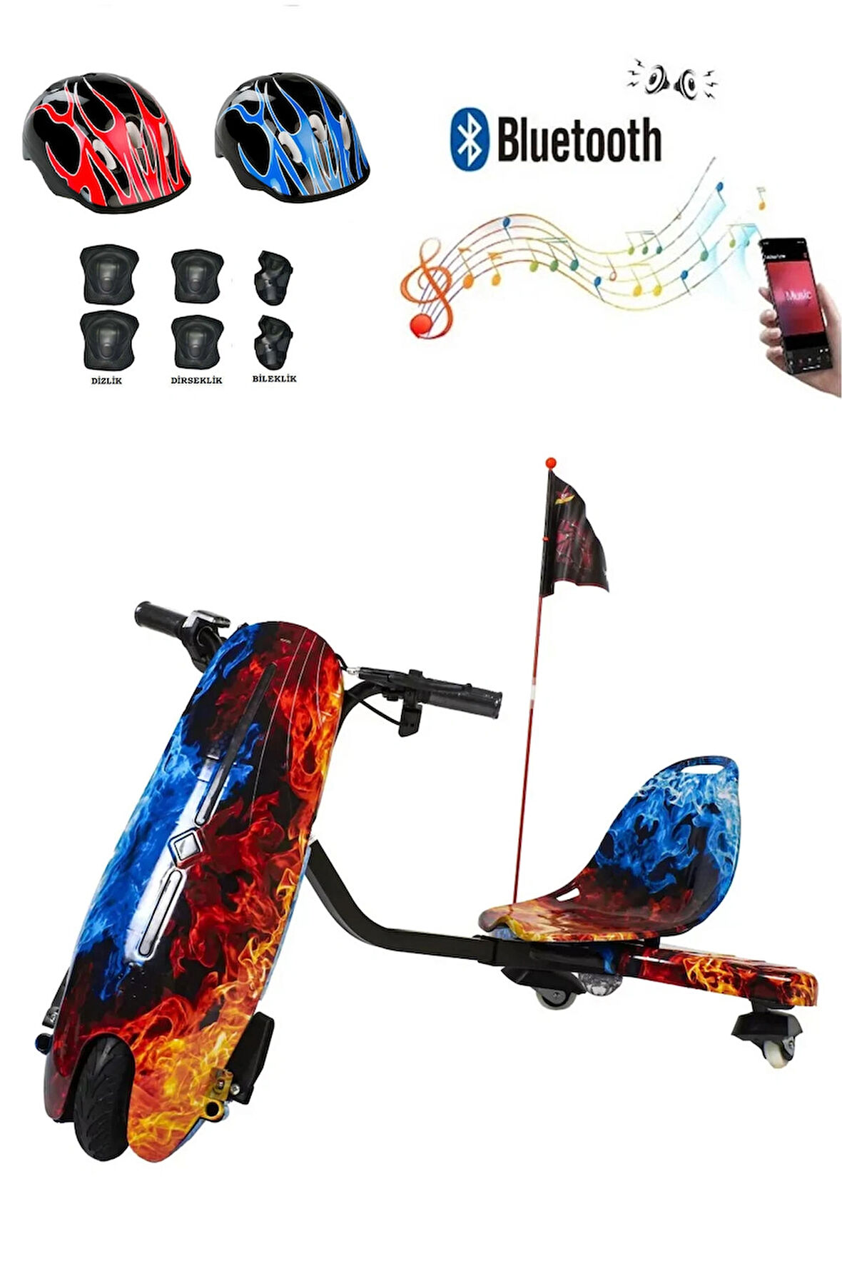 Citymate Drift Car Elektrikli Kaykay Drift Scooter DriftKart Bluetooth Grafiti Desenli Kasa