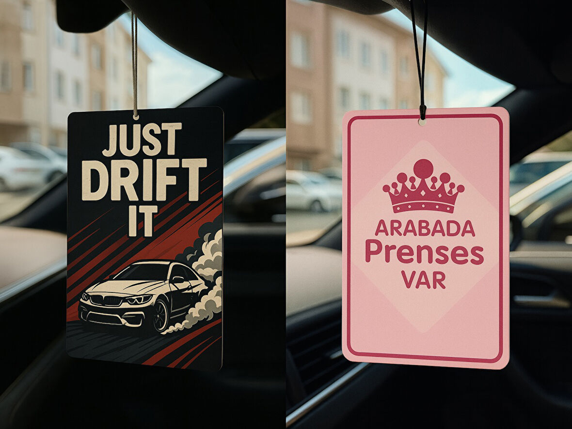 Just Drift It ve Arabada Prenses Var - İkili Oto Kokusu - Dekoratif Araç Kokusu ve Aksesuarı