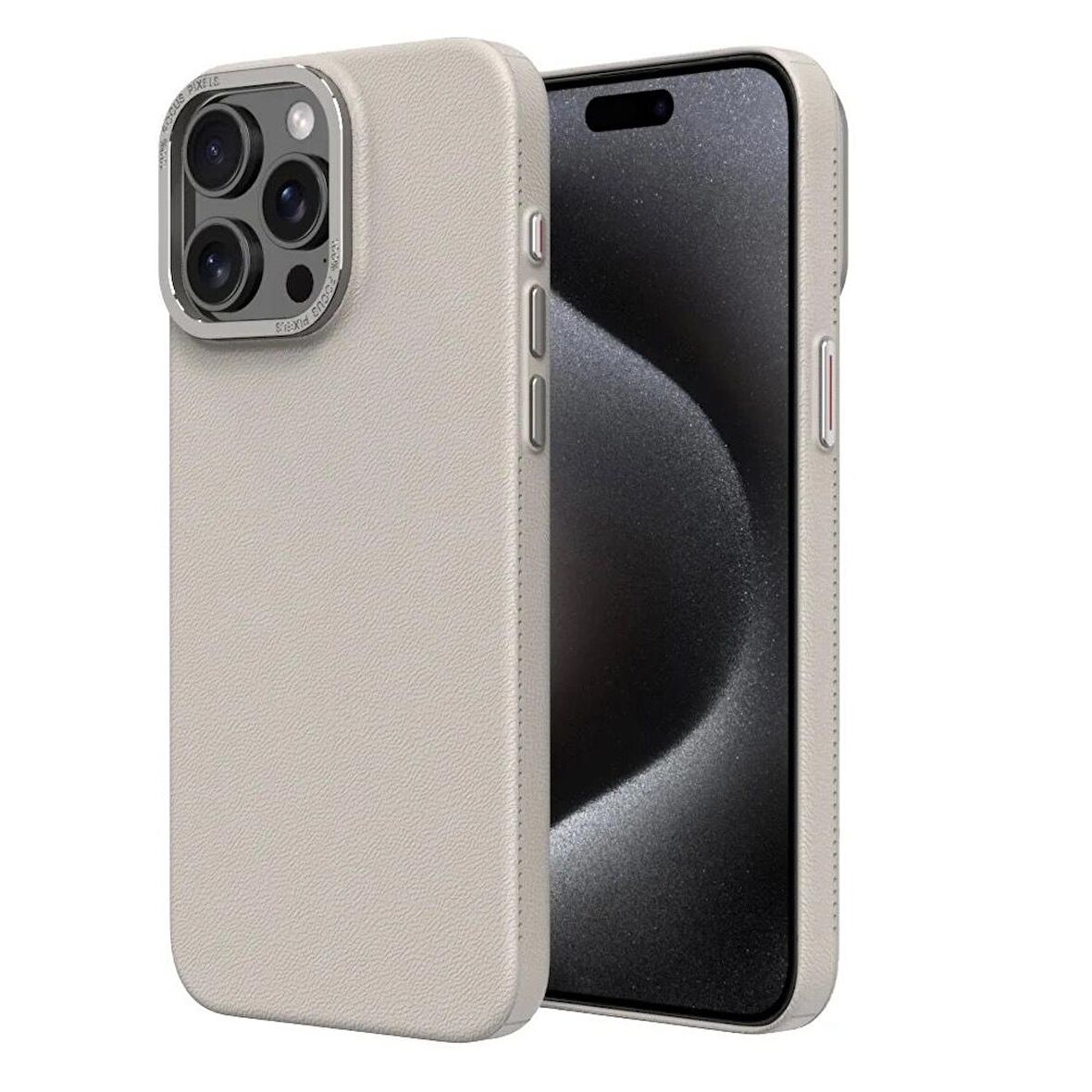 Teleplus iPhone 15 Pro Max Kılıf Suni Deri Pc Mat Dokulu Kapak