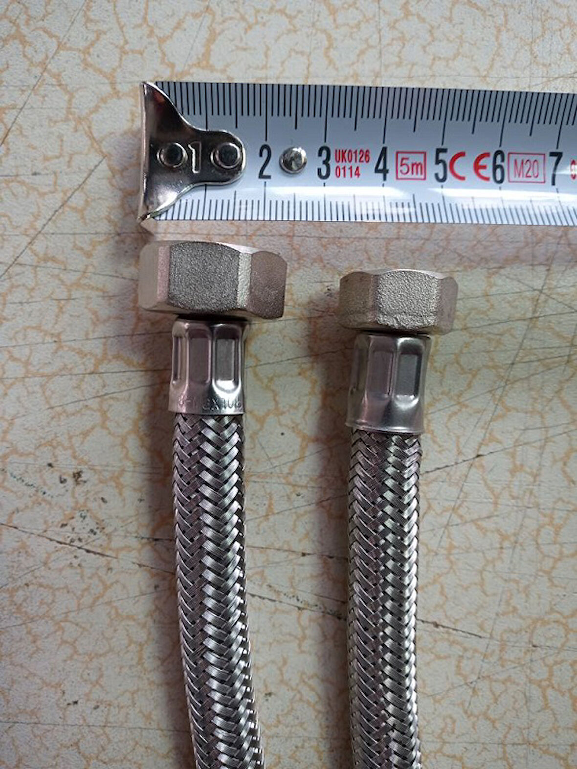 2 Adet 1 mt Çelik Örgülü 1/2x3/8 Bağlantı Hortumu Rekorlu