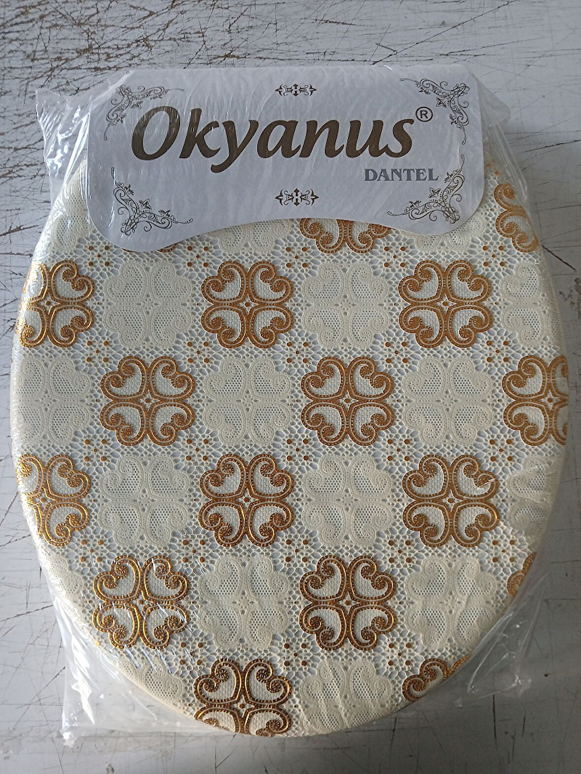Okyanuz Altın Dantel Desenli Yumuşak Klozet Kapağı