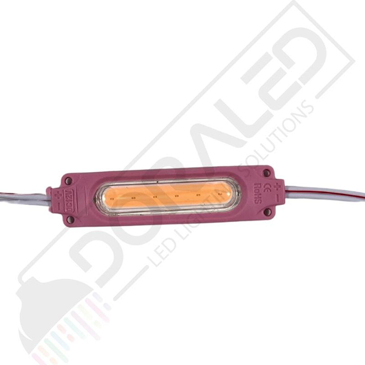 12 Volt Pembe 3 Watt 3’lü Lensli 3030 Reklamcı Modül (10 Adet)