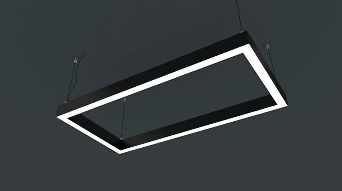 DİKDÖRTGEN LİNEER AYDINLATMA ARMATÜR Siyah - Günışığı 3000-3200K - Çap : 60x120cm (3,6m) - 115W - 14,950Lm