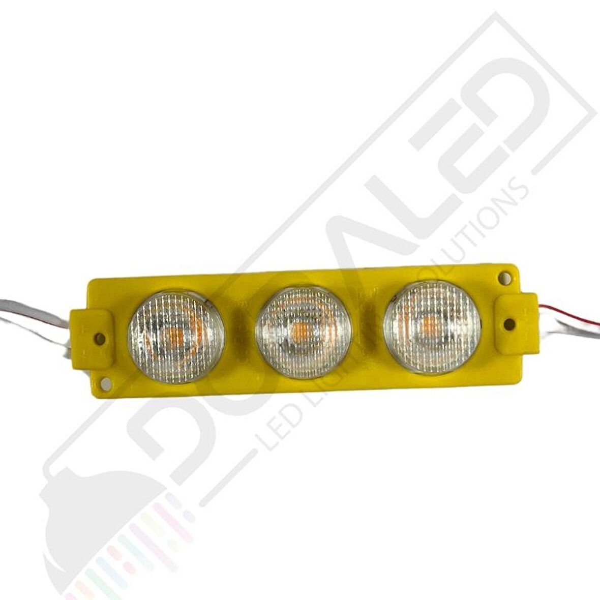 24 Volt Amber (Sarı) 3 Watt 3 lü Lensli 3030 Reklamcı Modül (10 Adet)