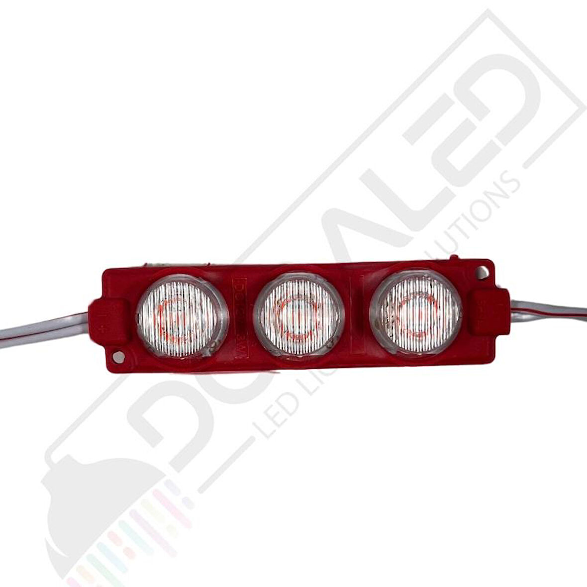 24 Volt Kırmızı 3 Watt 3 lü Lensli 3030 Reklamcı Modül (10 Adet)
