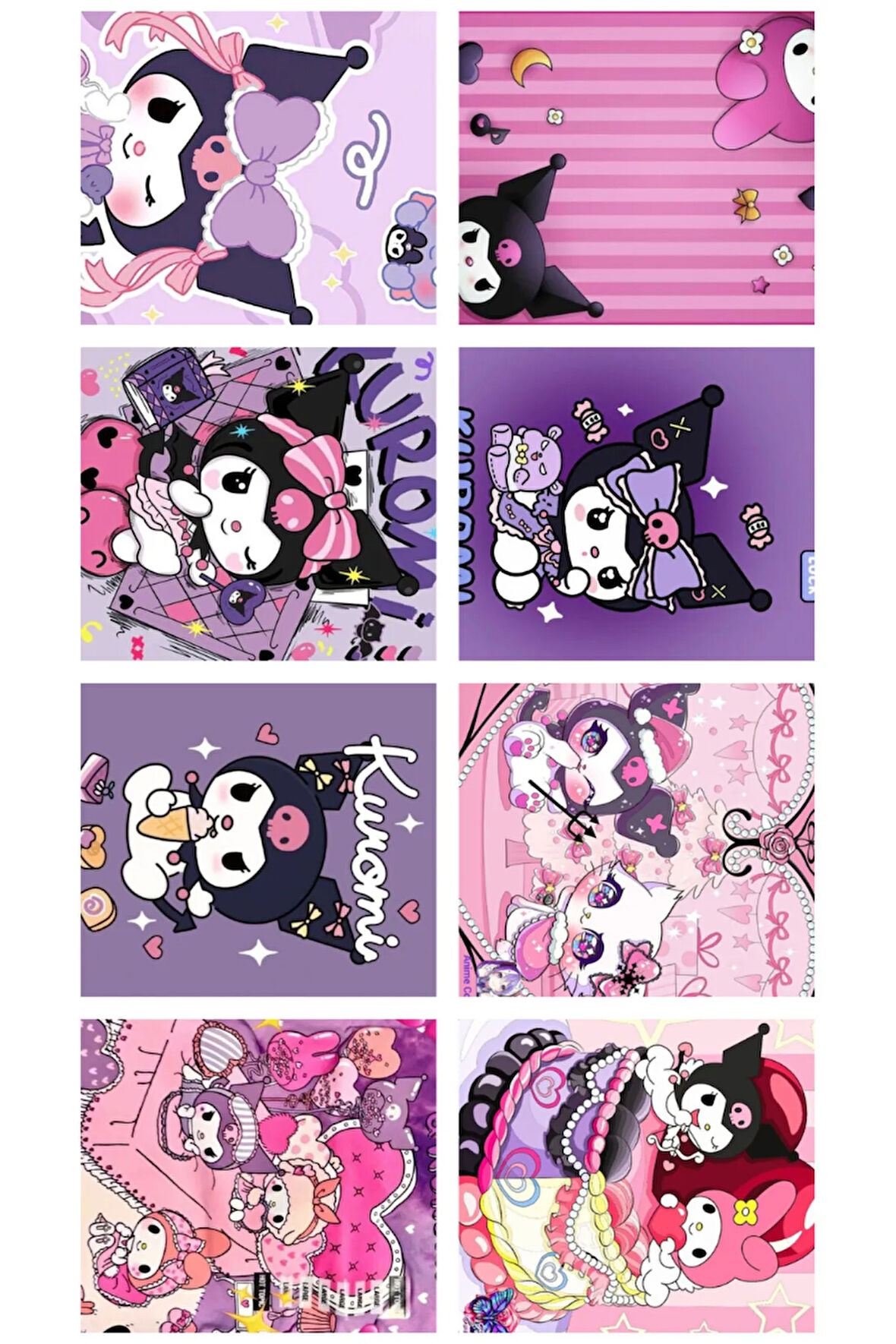 Kuromi 8li Sticker Set MyMelody Baku Stickers