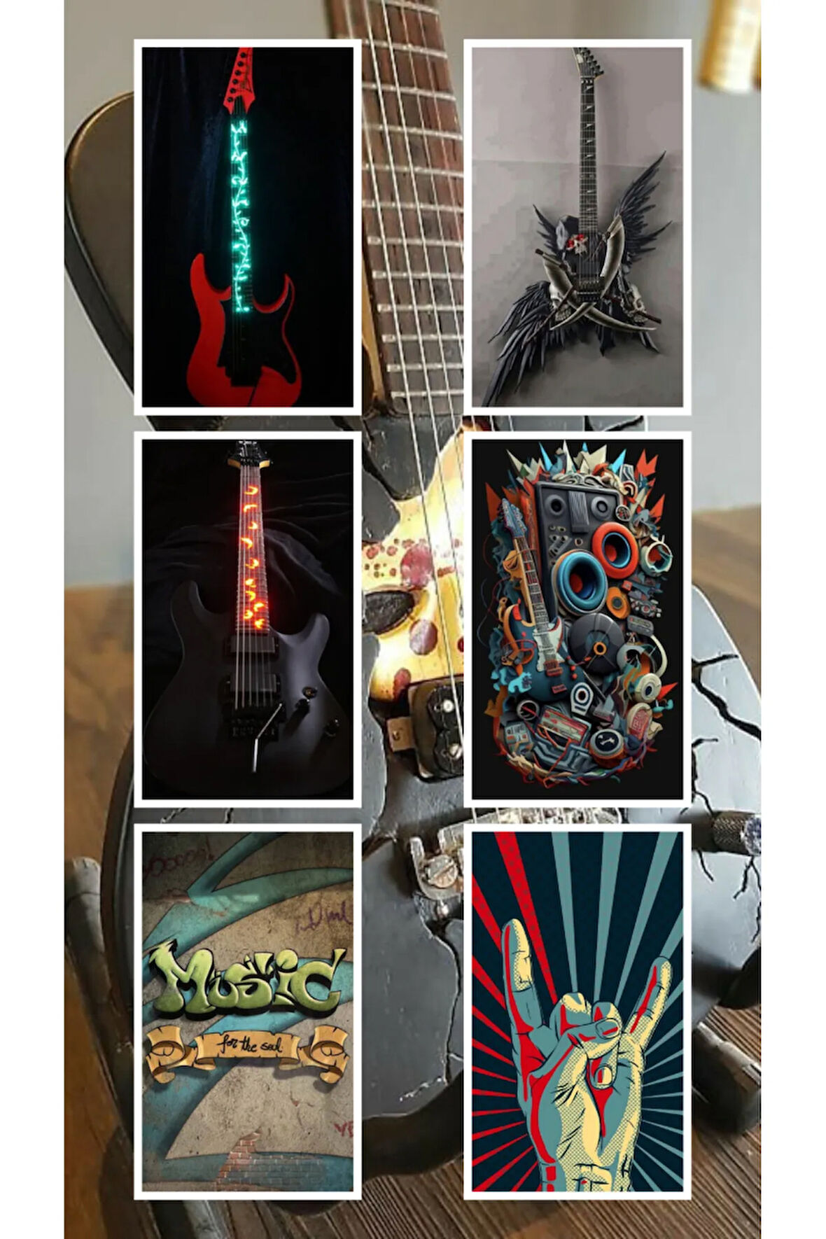 Gitar Gitarcı Guitar için Tasarım 8 adet sticker set Gitarist