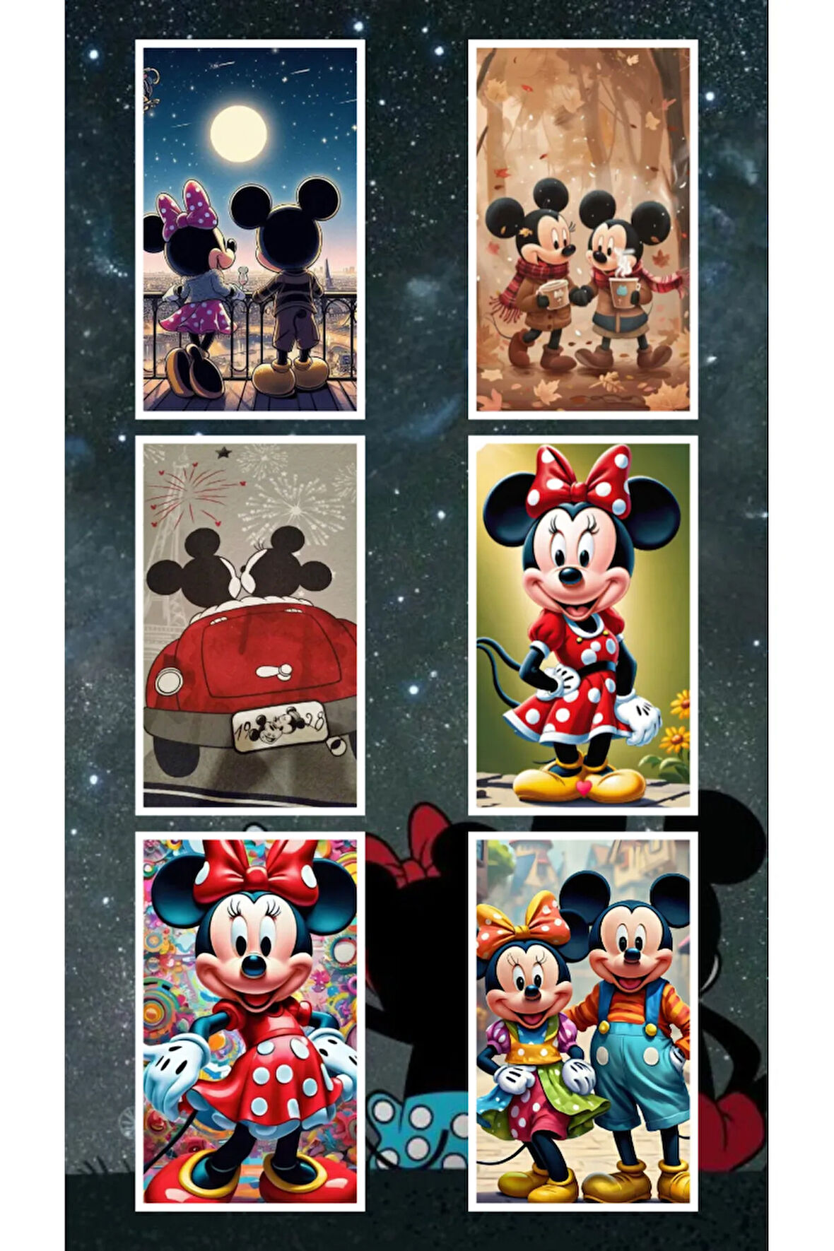 MICKEY MOUSE Sevimli Mickey ve Minnie Mouse Karakterleri 8 adet sticker set