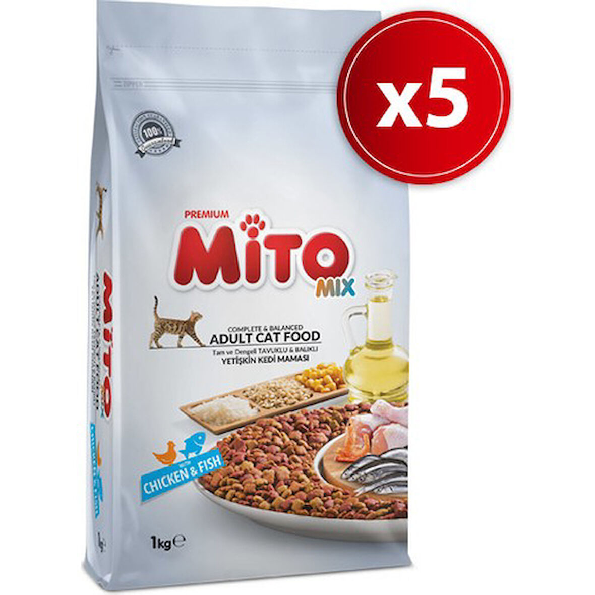 Mito Mix Yetişkin Kedi Maması 1 kg x 5 Adet