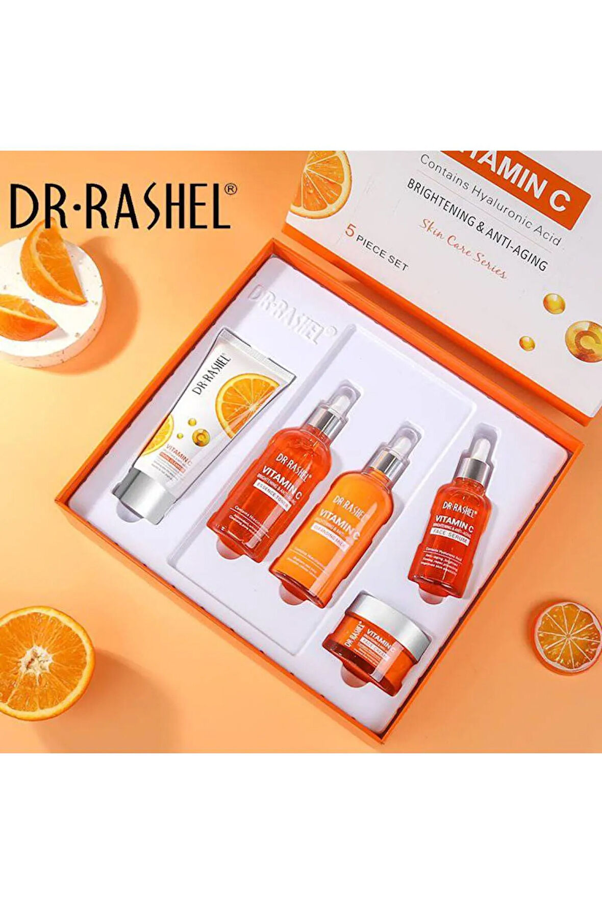 C Vitamini Aydınlatıcı ve Yaşlanma Karşıtı Cilt Bakım Seti (5 parça)