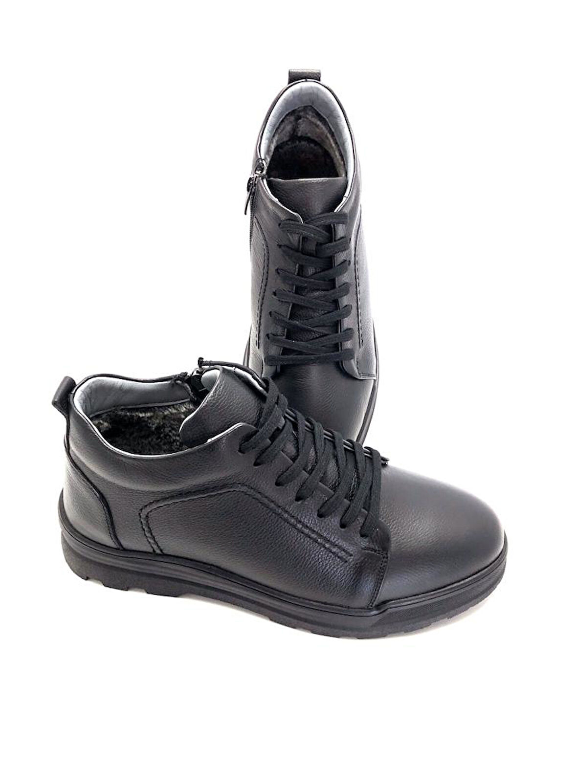 Hakiki Deri Su Geçirmez Kürklü Erkek Bot