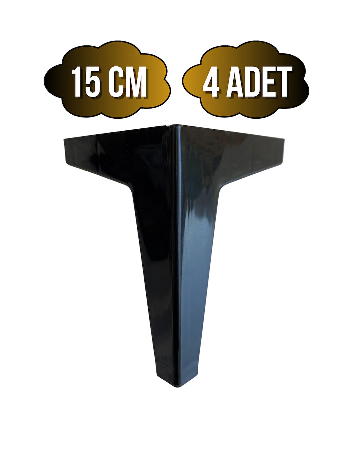 Serçe Düz 15CM Plastik Ayak Mobilya Masa ve Dolap AYAĞI(15CM)(SİYAH)(4 ADET)