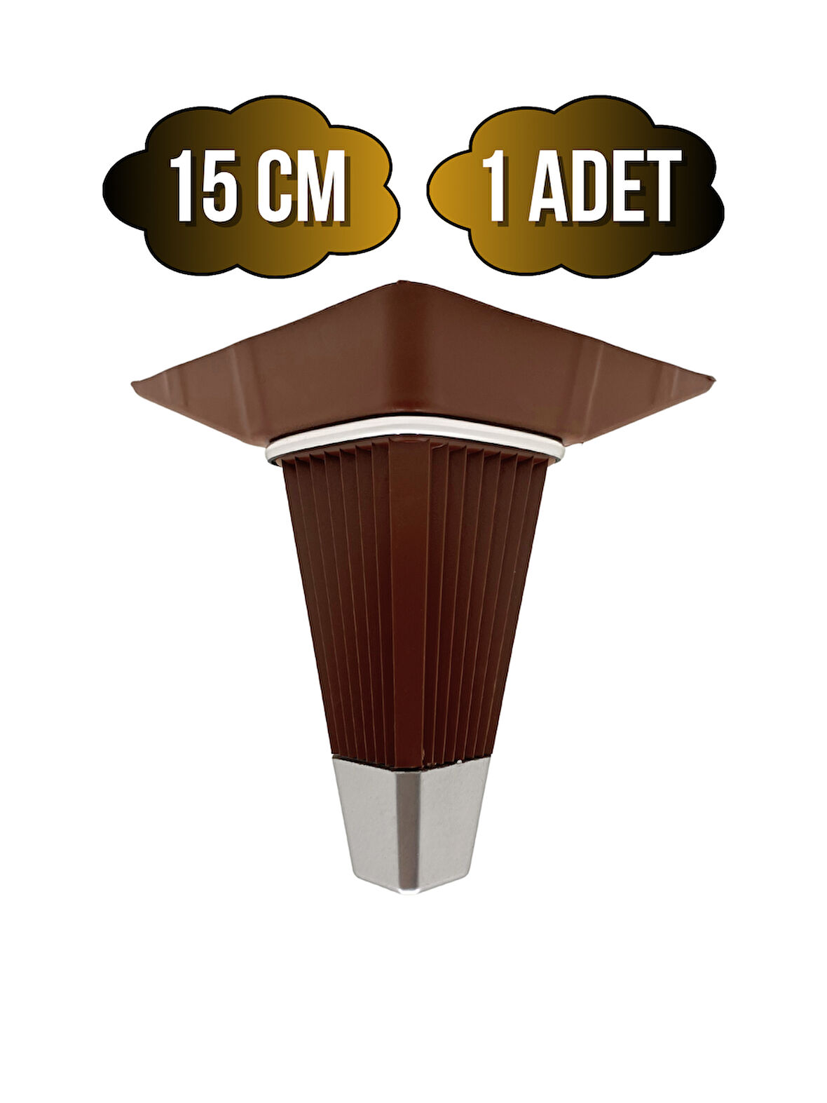 İrem Kahverengi Krom 15cm Plastik Ayak Mobilya Masa ve Dolap Ayağı(KAHVERENGİ KROM)(15CM)(1 ADET)