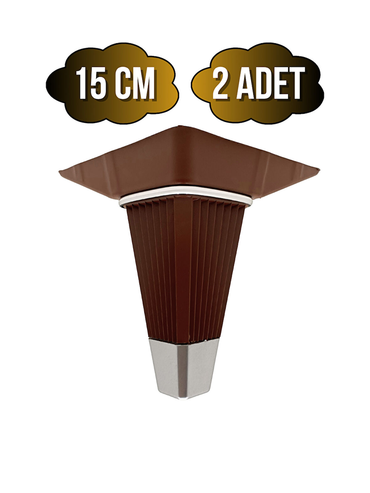 İrem Kahverengi Krom 15cm Plastik Ayak Mobilya Masa ve Dolap Ayağı(KAHVERENGİ KROM)(15CM)(2 ADET)