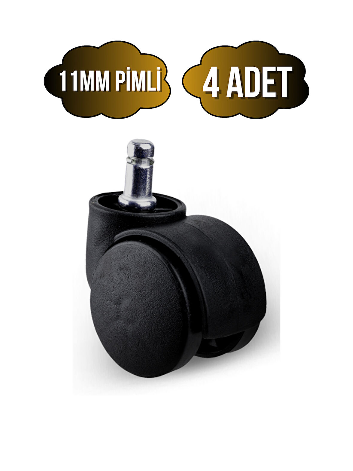 Pimli 11mm Sandalye Tekeri Geçme Koltuk Tekeri(50MM)(SİYAH)(4 ADET)