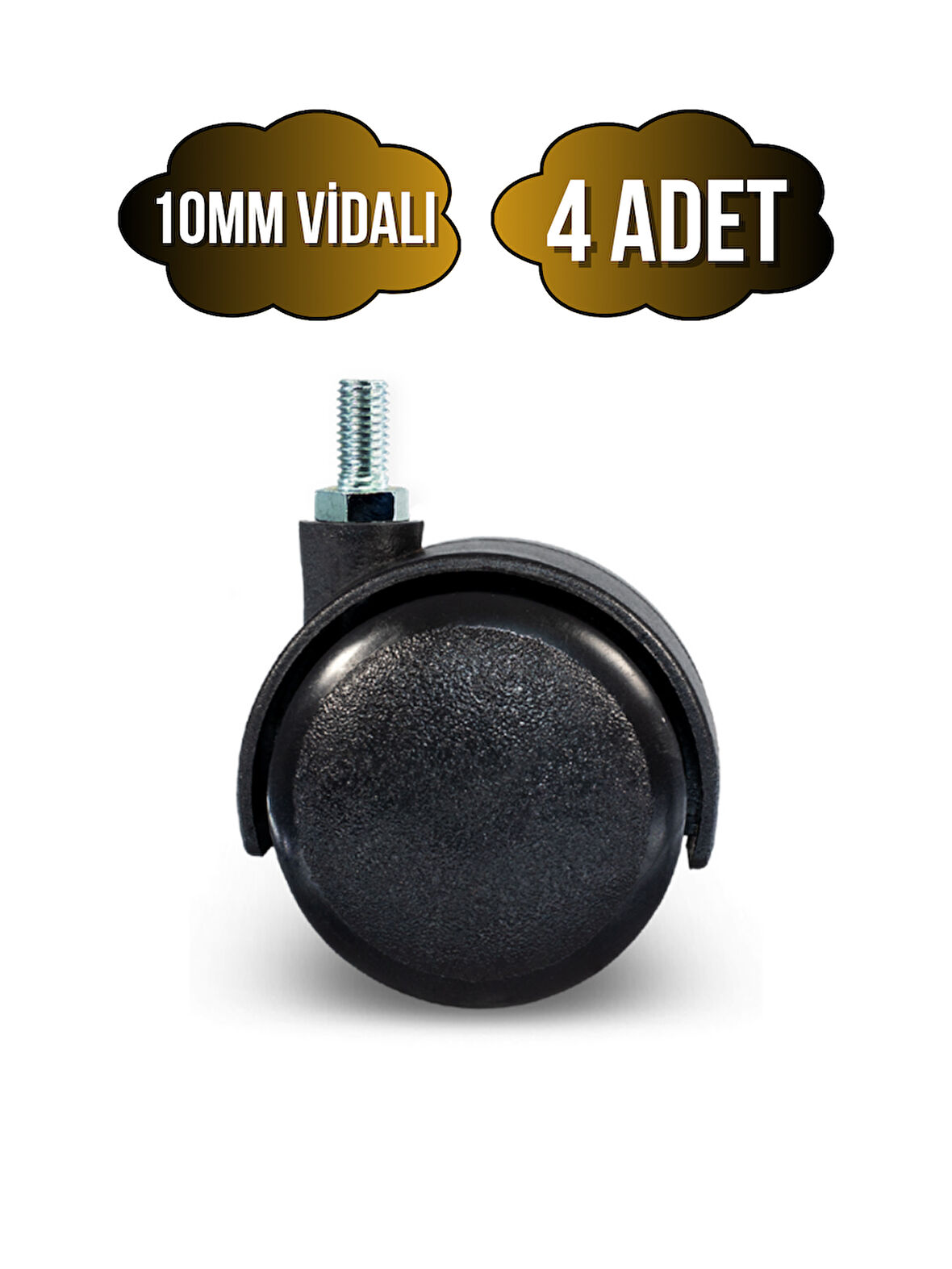 Vidalı Masa Tekeri Sandalye ve Koltuk Tekeri(10MM)(50MM)(SİYAH)(4 ADET)