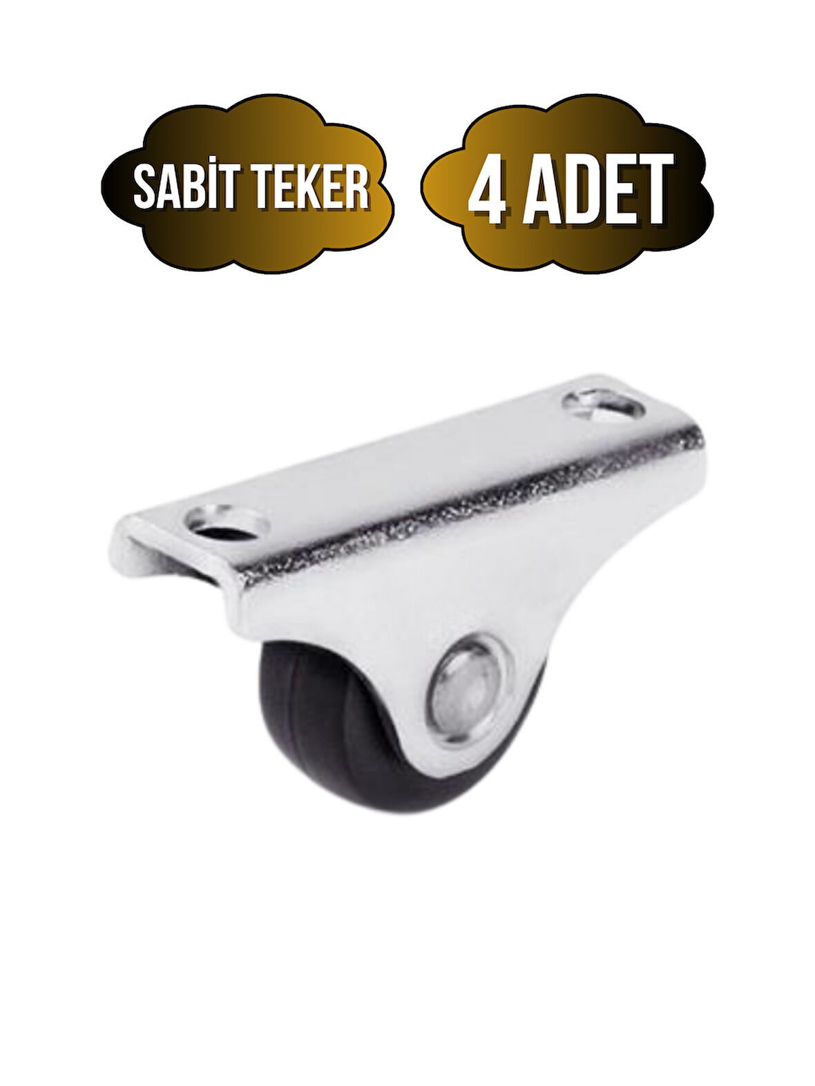 Sabit Tabanlı Masa Tekeri Sehpa ve Dolap Tekeri(TEKER ÇAPI:17MM YÜKSEKLIK:20MM)(KROM-SİYAH)(4 ADET)