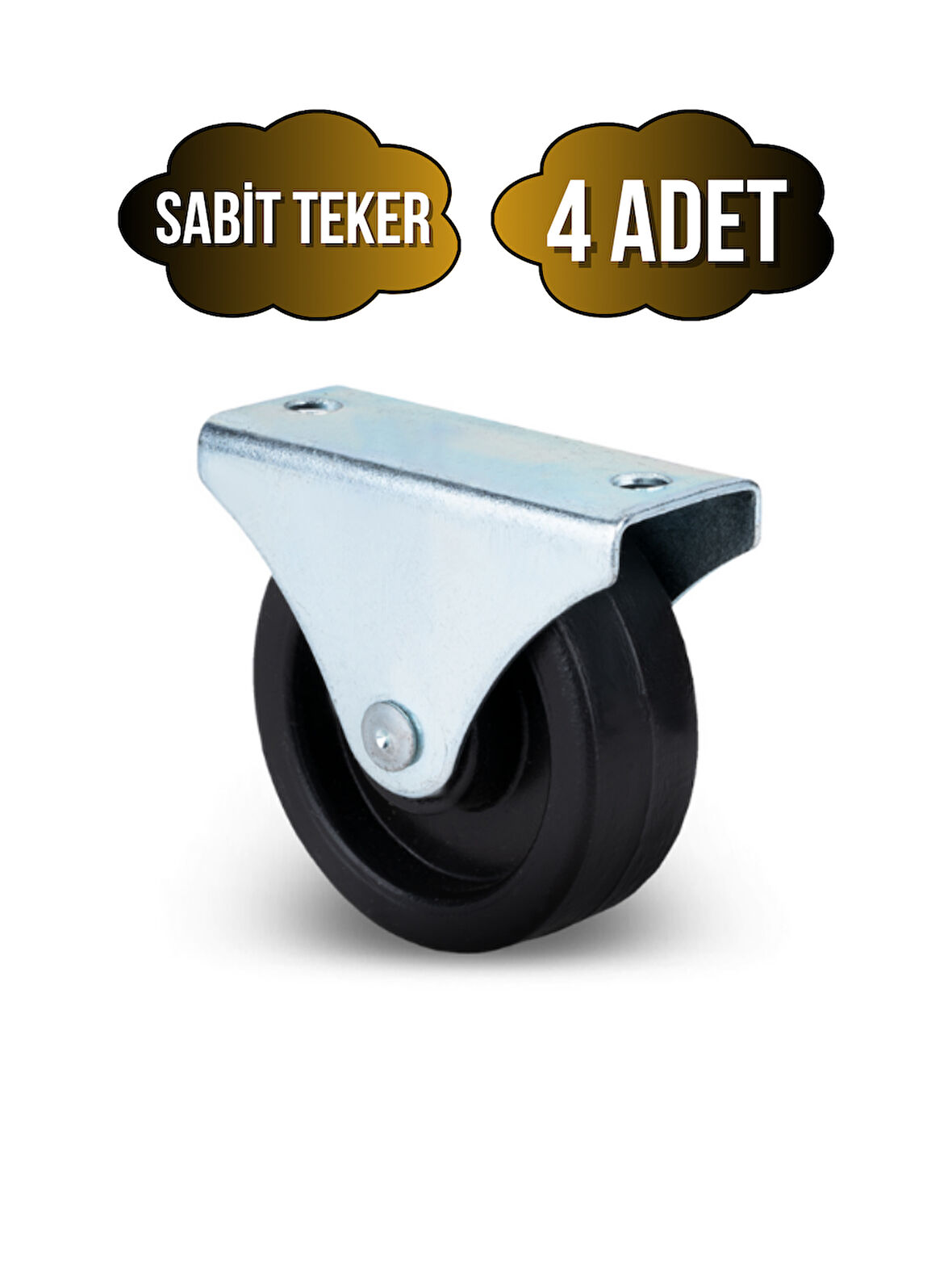 Sabit Tabanlı Masa Tekeri Sehpa ve Dolap Tekeri(Teker Çapı:45MM Yükseklik:50MM)(KROM-SİYAH)(4 ADET)