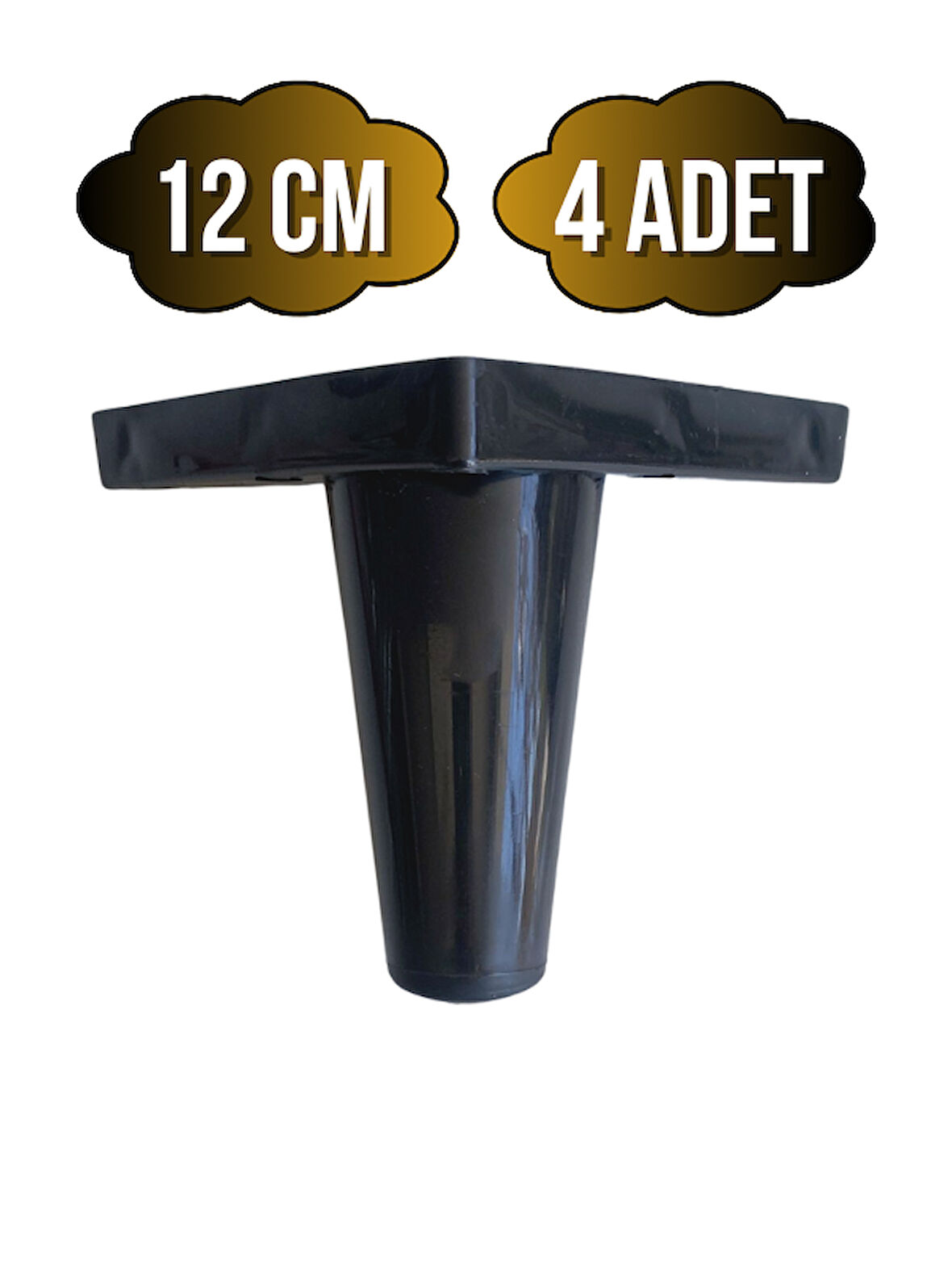 Rüzgar Plastik 12cm Ayak Mobilya Masa ve Dolap Ayağı(12CM)(SİYAH)(4 ADET)
