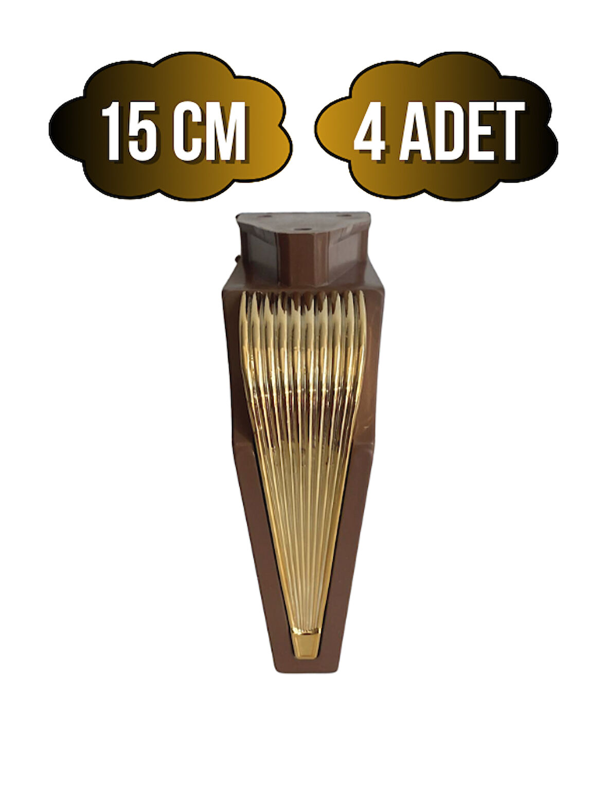STİL 15CM Plastik Ayak Mobilya Masa ve Dolap Ayağı(15CM)(KAHVERENGİ - ALTIN)(4 ADET)