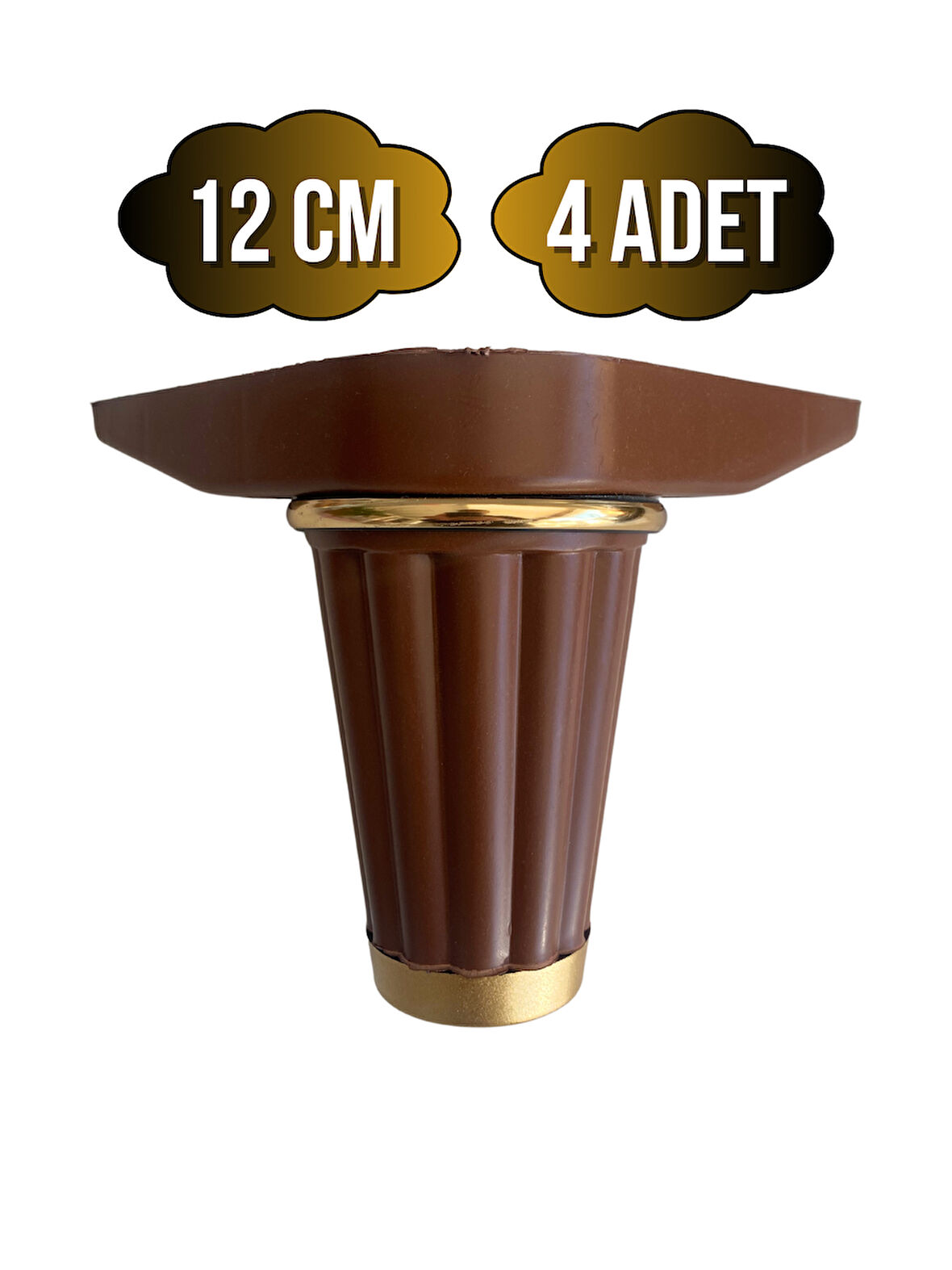 Babil 12cm Plastik Ayak Mobilya Masa ve Dolap Ayağı(12CM)(KAHVERENGİ- ALTIN)(4 ADET)