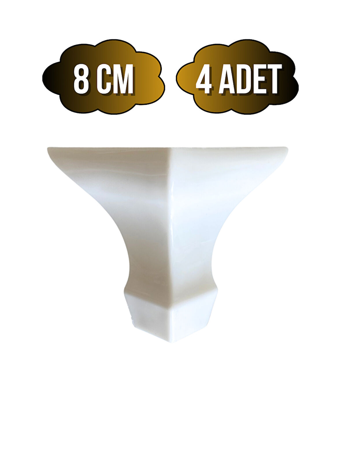 Lükens Beyaz 8cm Plastik Ayak Mobilya Masa ve Dolap Ayağı(8CM)(BEYAZ)(4 ADET)