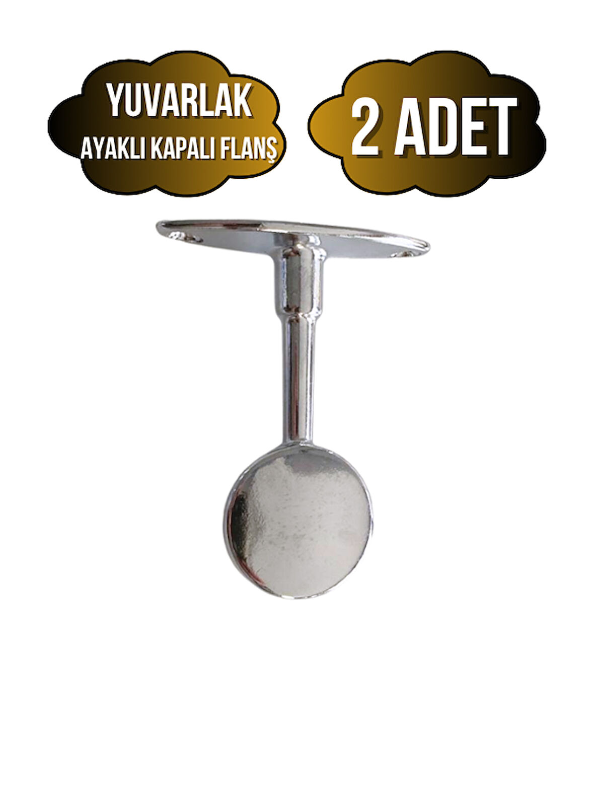 Yuvarlak Ayaklı Kapalı Askı Borusu Flanşı Mobilya Yuvarlak Boru Flanşı(METAL)(BORU ÇAPI:25MM)(2 ADET)