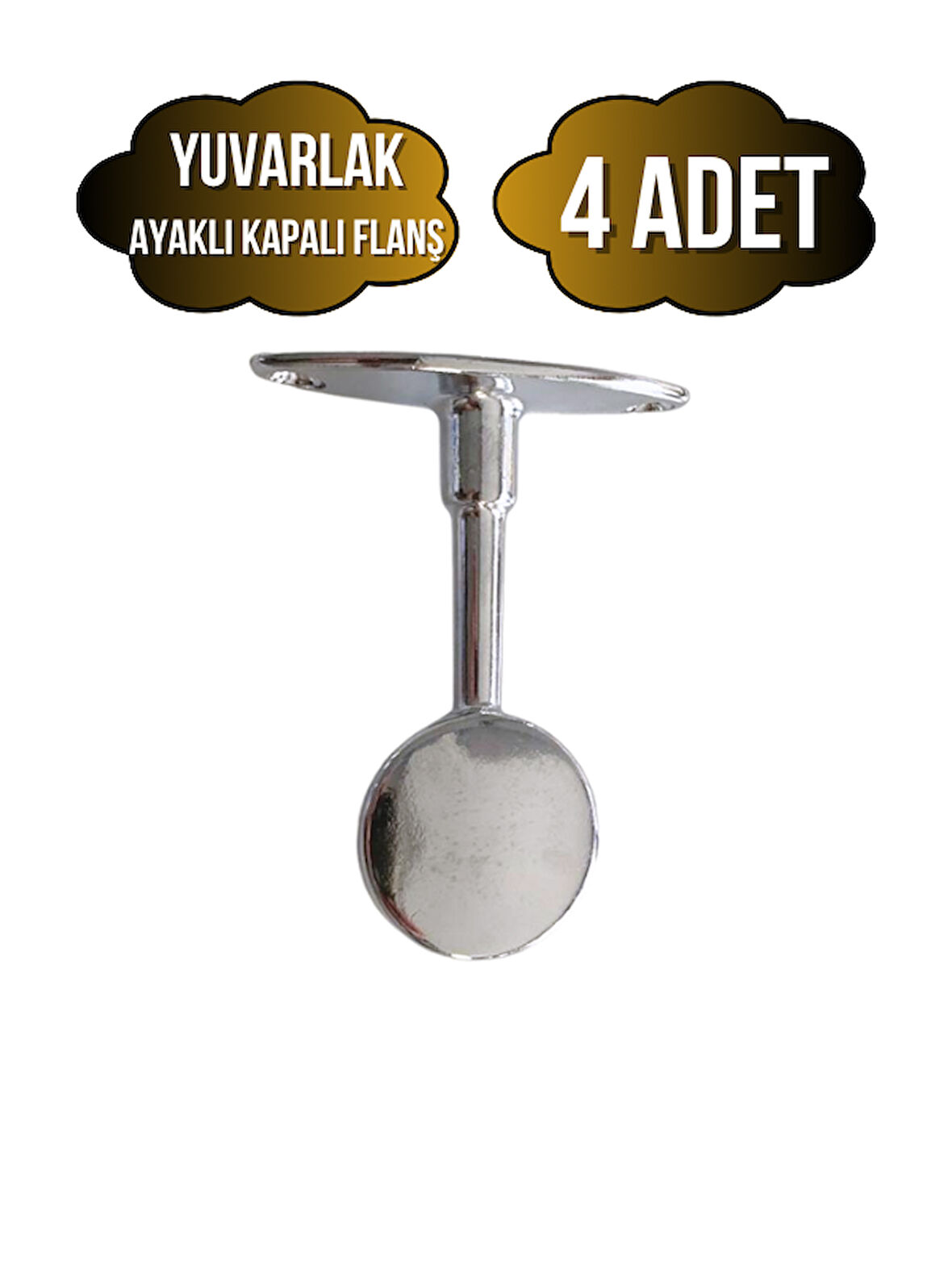 Yuvarlak Ayaklı Kapalı Askı Borusu Flanşı Mobilya Yuvarlak Boru Flanşı(METAL)(BORU ÇAPI:25MM)(4 ADET)