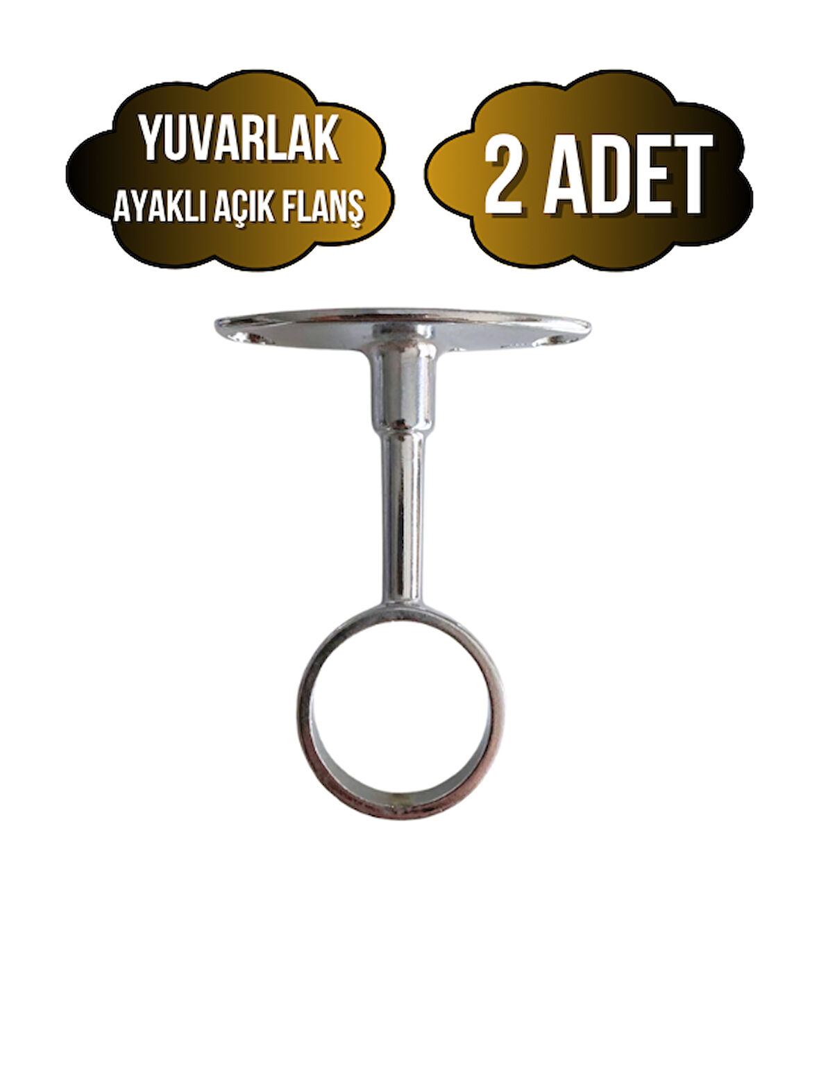 Yuvarlak Ayaklı Açık Askı Borusu Flanşı Mobilya Yuvarlak Boru Flanşı(METAL)(BORU ÇAPI:25MM)(2 ADET)