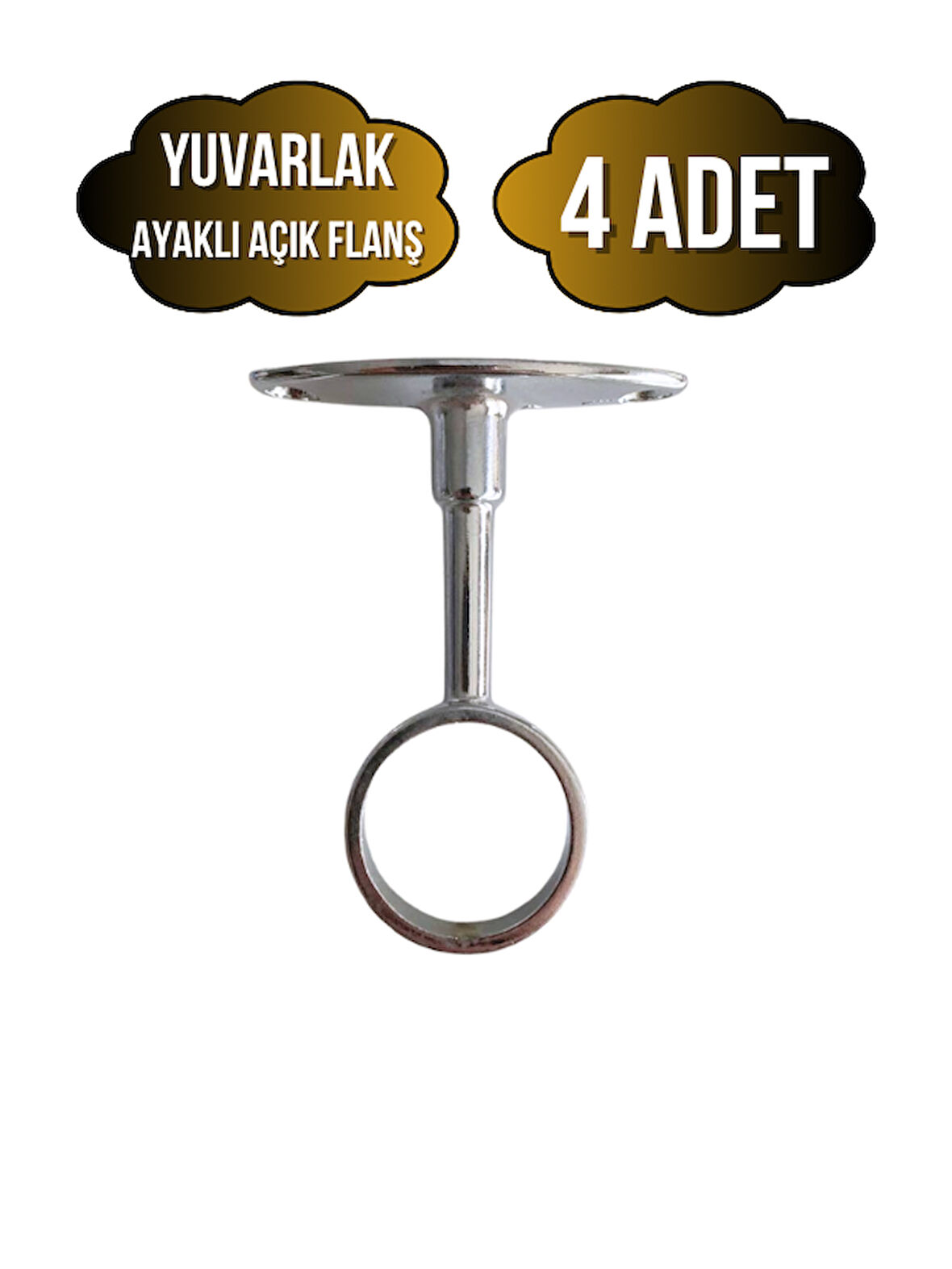 Yuvarlak Ayaklı Açık Askı Borusu Flanşı Mobilya Yuvarlak Boru Flanşı(METAL)(BORU ÇAPI:25MM)(4 ADET)
