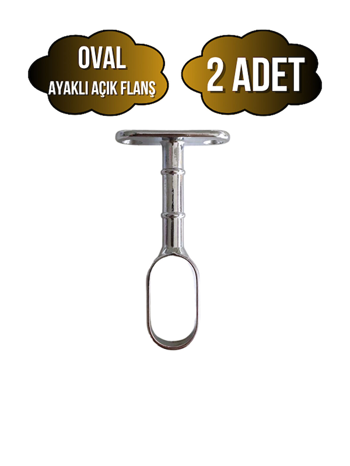 Oval Ayaklı Açık Askı Borusu Flanşı Mobilya Oval Boru Flanşı(İÇ ÖLÇÜLERİ EN:15MM BOY:25MM)(2 ADET)