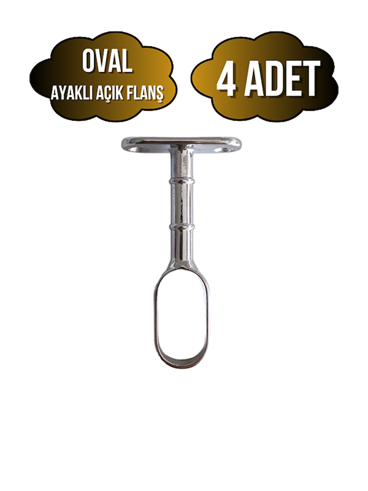 Oval Ayaklı Açık Askı Borusu Flanşı Mobilya Oval Boru Flanşı(İÇ ÖLÇÜLERİ EN:15MM BOY:25MM)(4 ADET)
