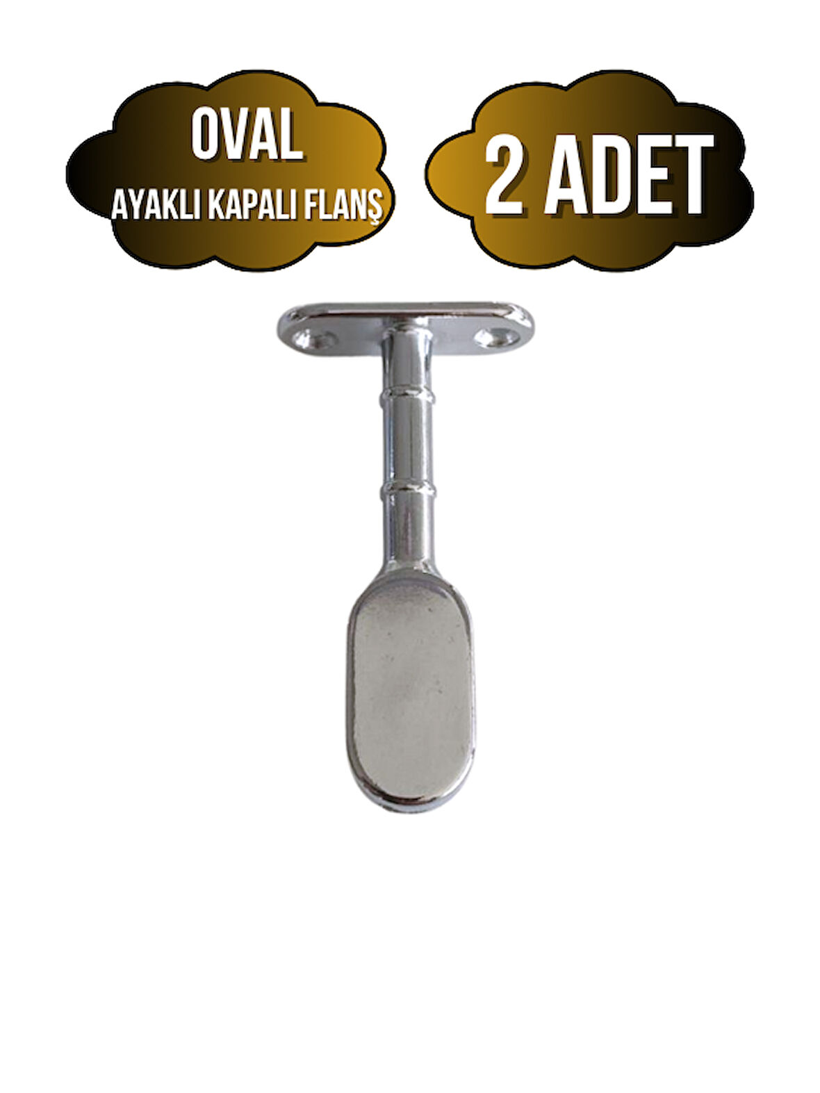 Oval Ayaklı Kapalı Askı Borusu Flanşı Mobilya Oval Boru Flanşı(İÇ ÖLÇÜLERİ EN:15MM BOY:25MM)(2 ADET)
