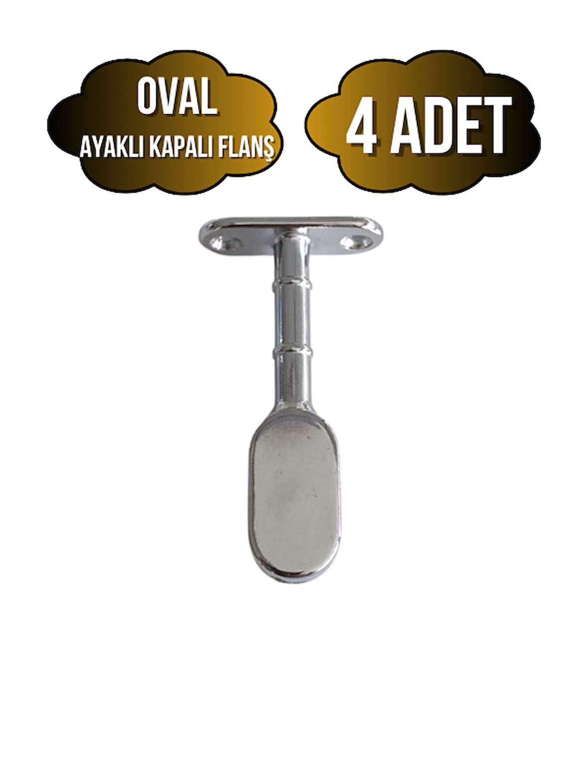 Oval Ayaklı Kapalı Askı Borusu Flanşı Mobilya Oval Boru Flanşı(İÇ ÖLÇÜLERİ EN:15MM BOY:25MM)(4 ADET)