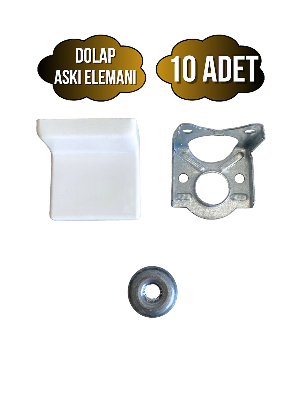 Dolap Askı Elemanı Mobilya Duvar Askı Aparatı(BEYAZ)(10 ADET)