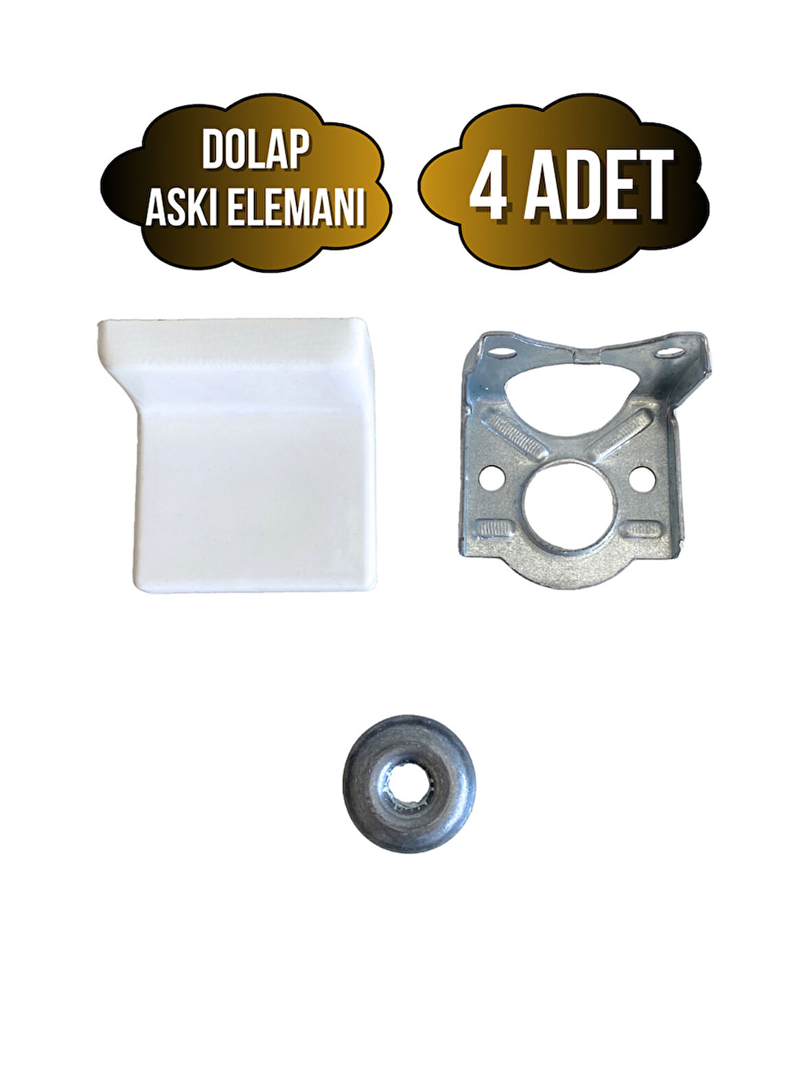 Dolap Askı Elemanı Mobilya Duvar Askı Aparatı(BEYAZ)(4 ADET)