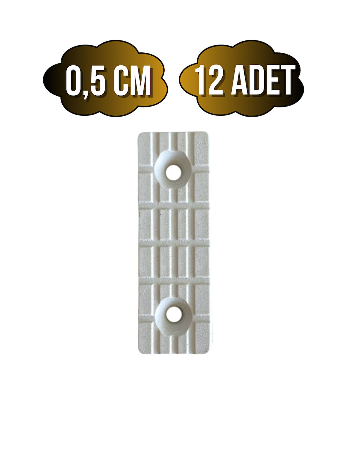 Plastik Beyaz Baza Papuç Dolap ve Mobilya Ayağı(BEYAZ)(12 ADET)(BOY:5CM EN:1,5CM YÜK:0,5CM)