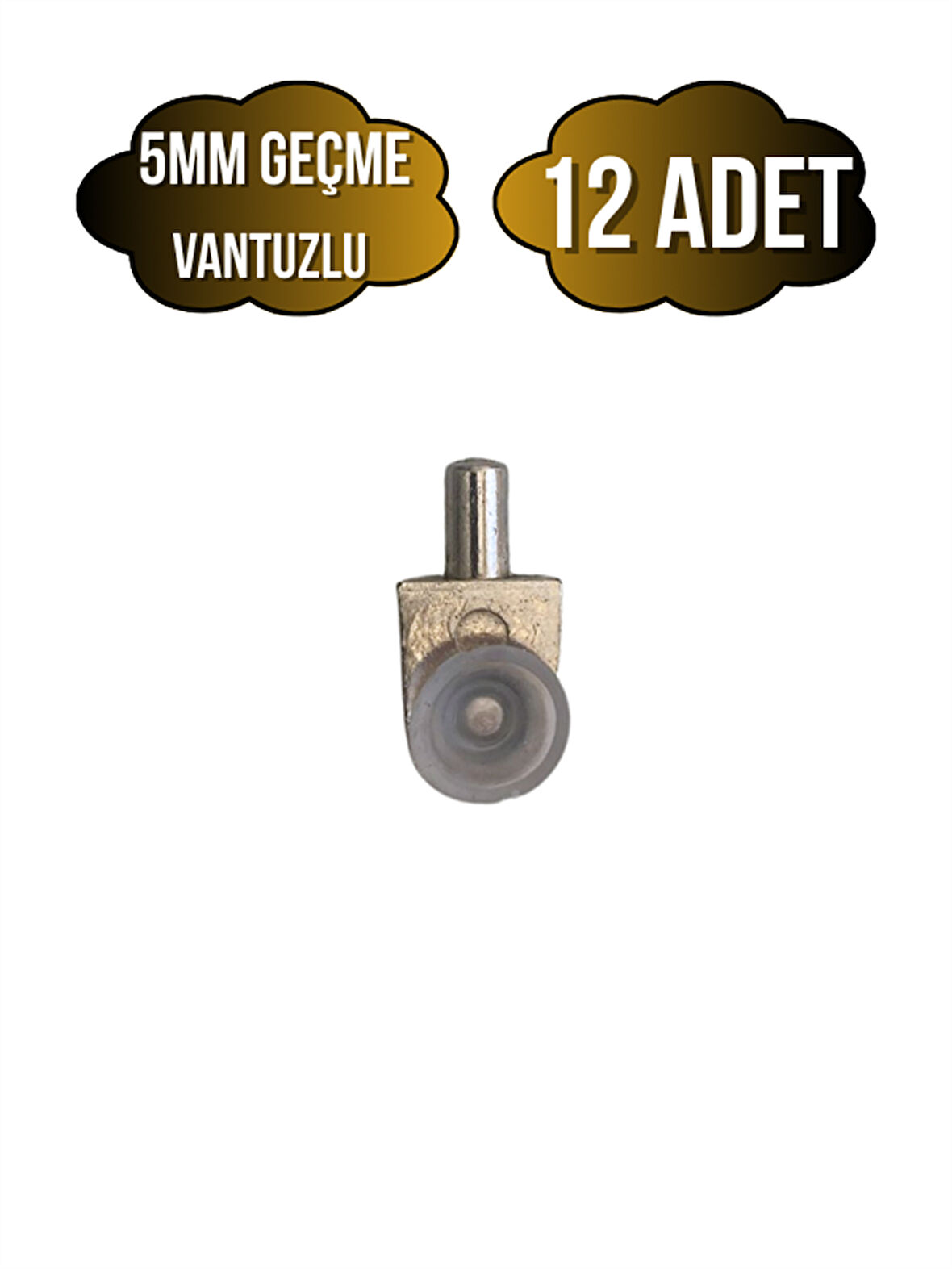 Metal Vakumlu 5mm Geçme Raf Pimi Vantuzlu Dolap Raf Altı Pimi(5MM)(VANTUZLU)(METAL)(12 ADET)