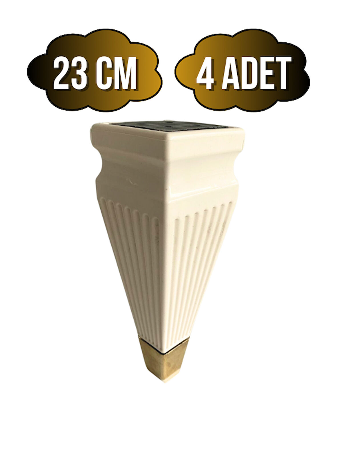 Kule Desenli Krem Plastik Ayak Mobilya Masa ve Dolap Ayağı(23CM)(KREM - ALTIN)(4 ADET)