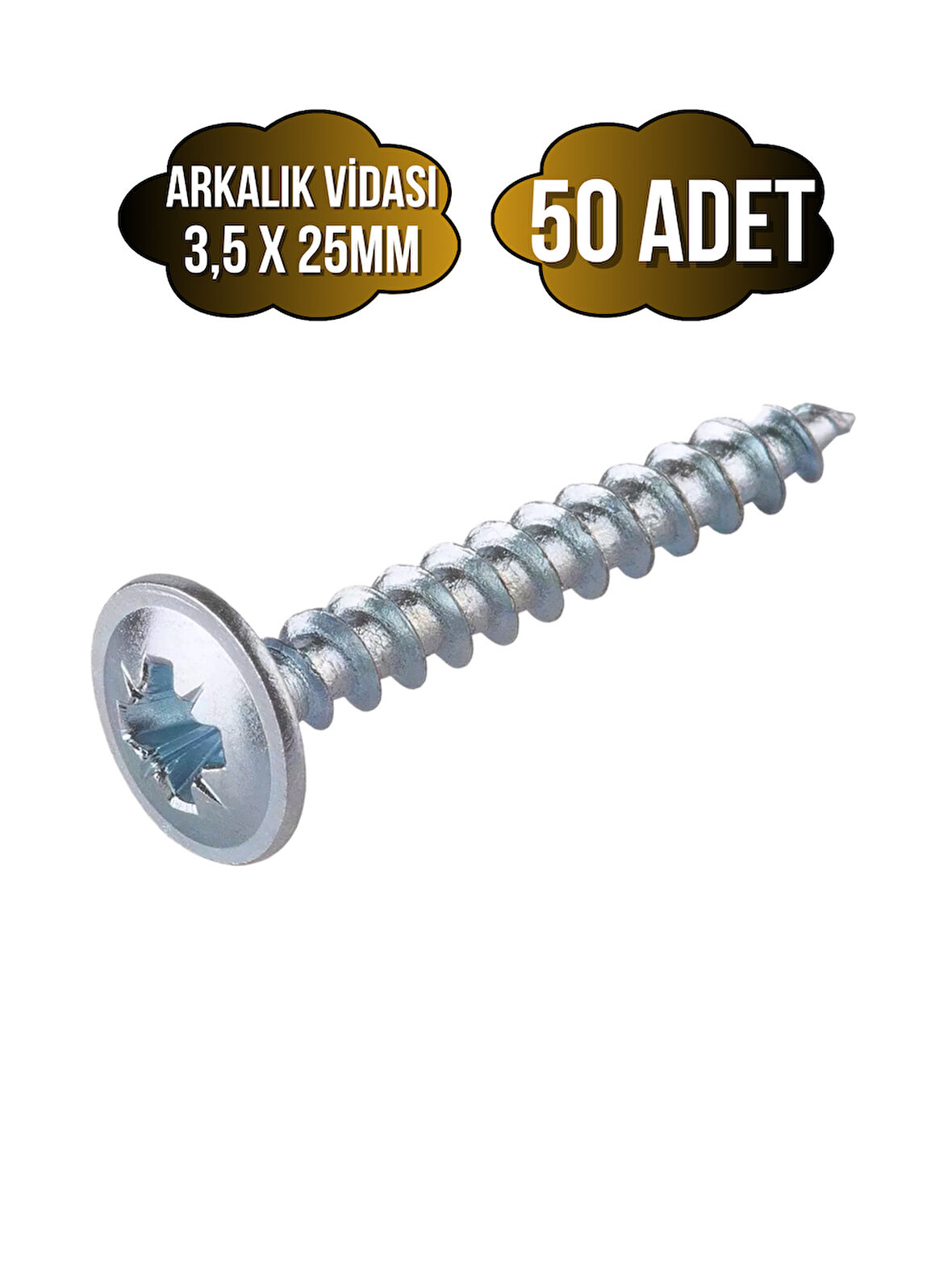 Arkalık Vidası 3,5x25mm Pullu Çinko Ahşap MDF Arkalık Montaj Vidası(3,5X25MM)(50 ADET)
