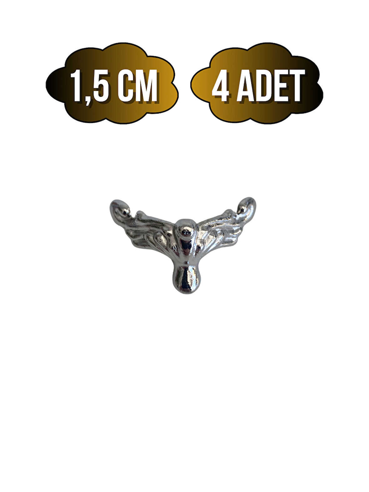 Anka 1.5cm Metal Ayak Çeyiz ve Hediye Kutusu Mobilya Ayağı(1.5CM)(GÜMÜŞ)(4 ADET)