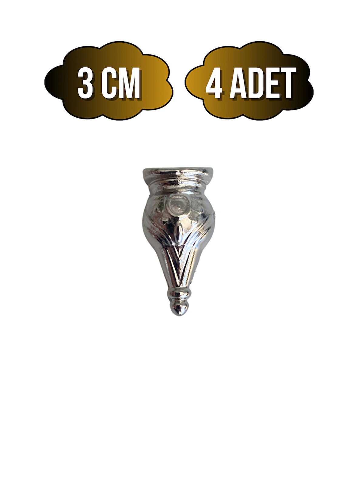 Tombik 3cm Metal Ayak Çeyiz ve Hediye Kutusu Mobilya Ayağı(3CM)(GÜMÜŞ - KROM)(4 ADET)