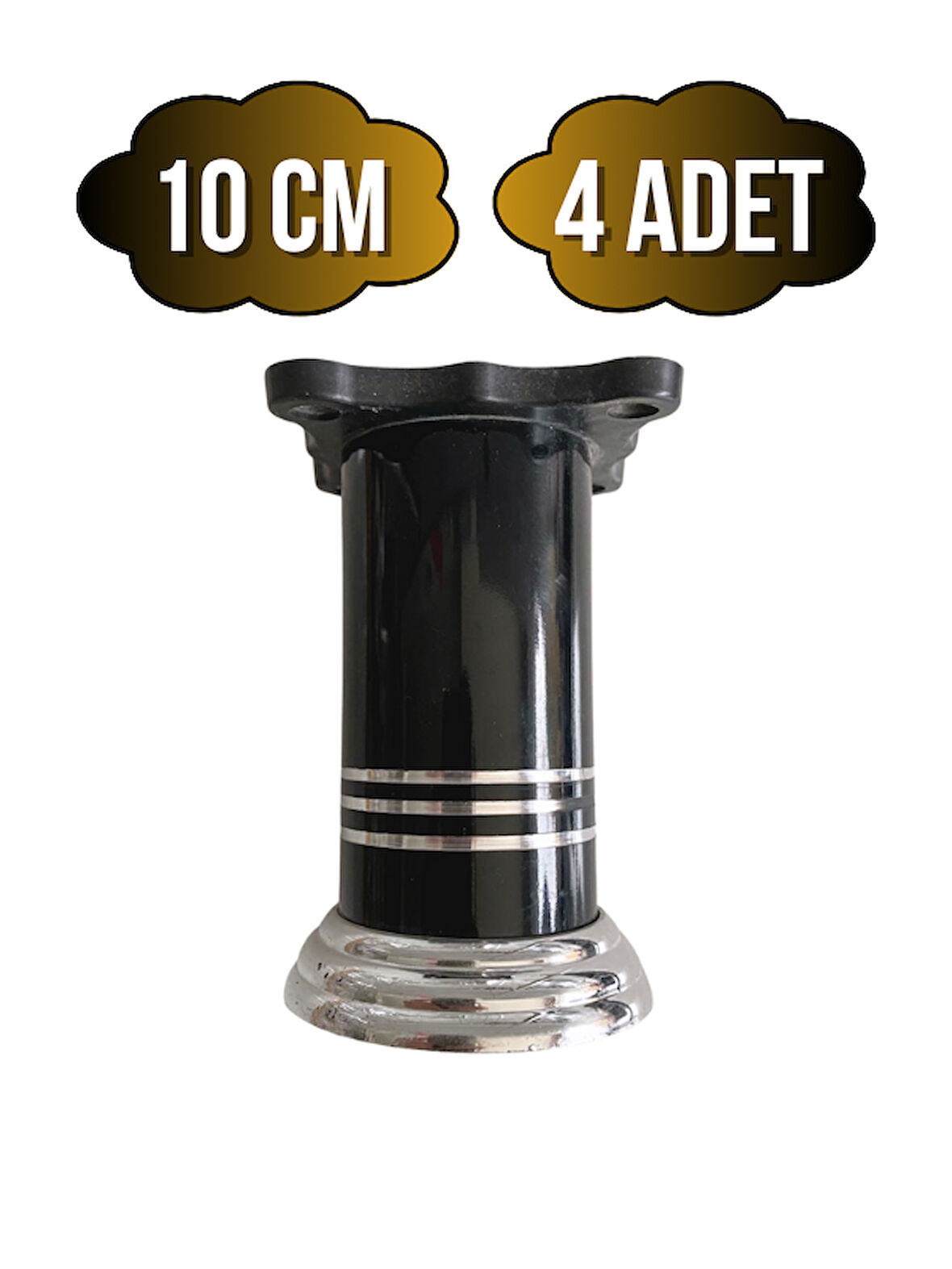 Düz Şeritli Alüminyum Ayak Mobilya Masa ve Dolap Ayağı(SİYAH)(10CM)(4 ADET)