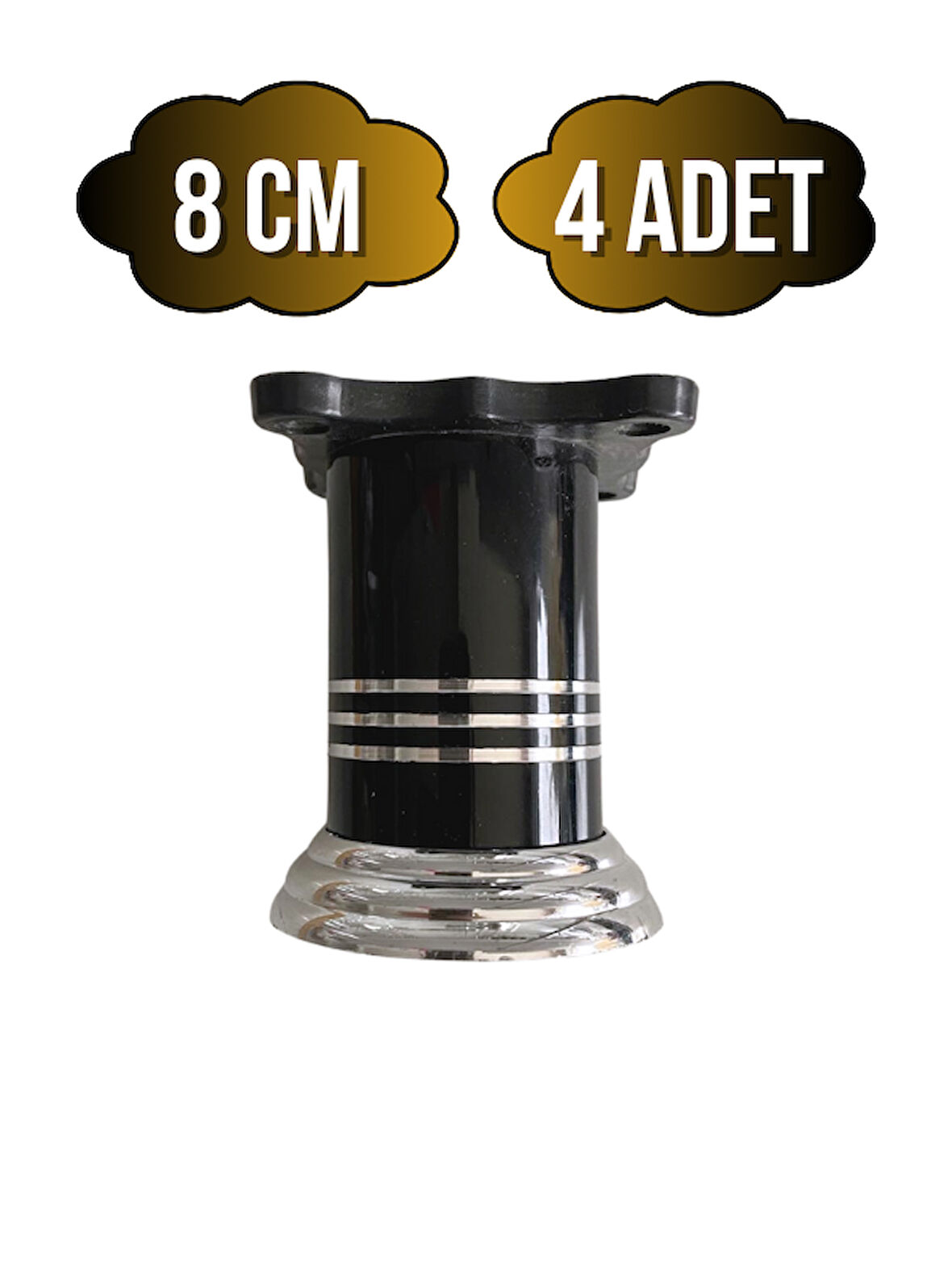 Düz Şeritli Alüminyum Ayak Mobilya Masa ve Dolap Ayağı(SİYAH)(8CM)(4 ADET)