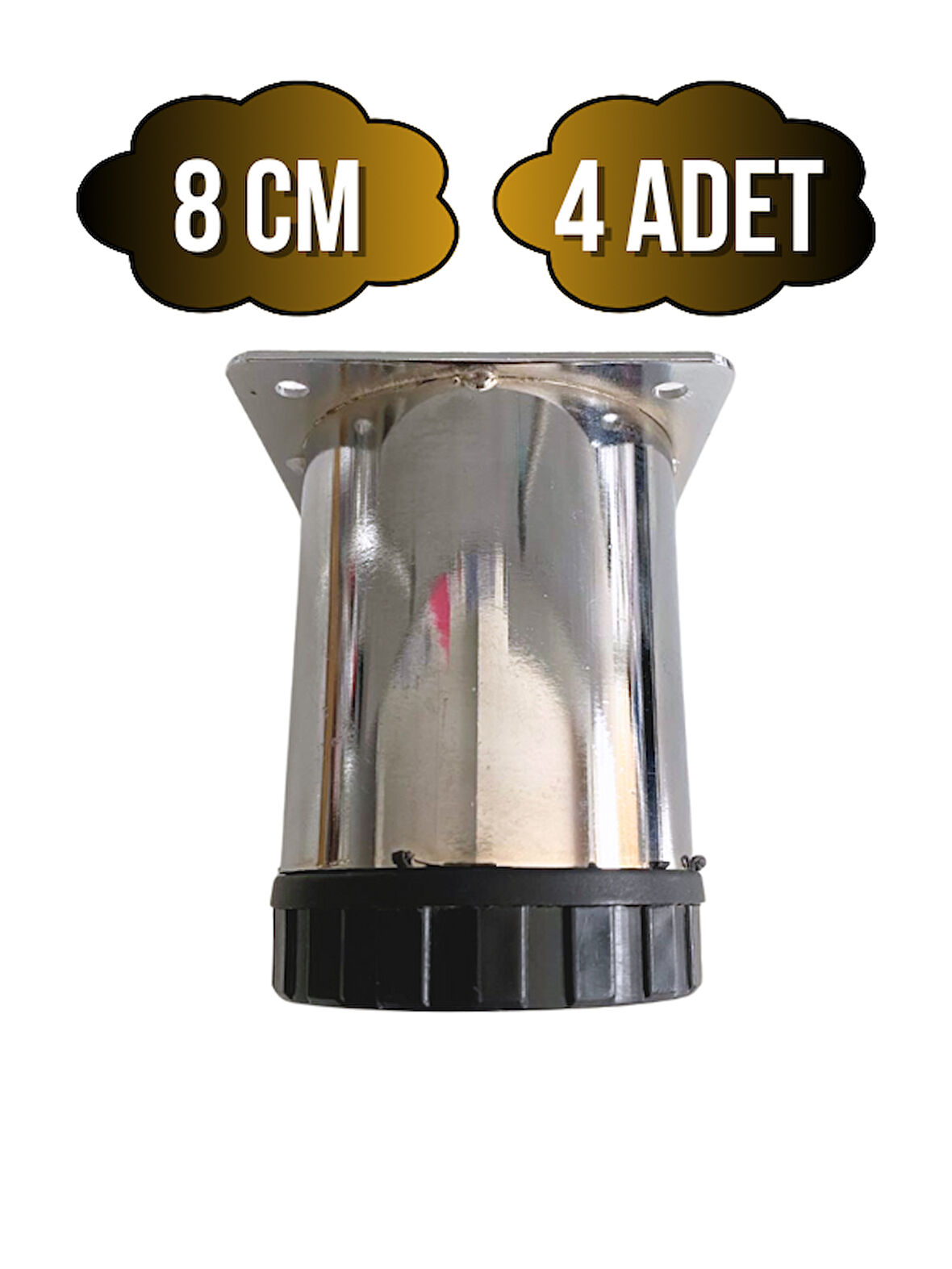 Metal Krom 8cm Ayak Mobilya Masa ve Dolap Ayağı(KROM)(8CM)(ÇAP:60MM)(4 ADET)